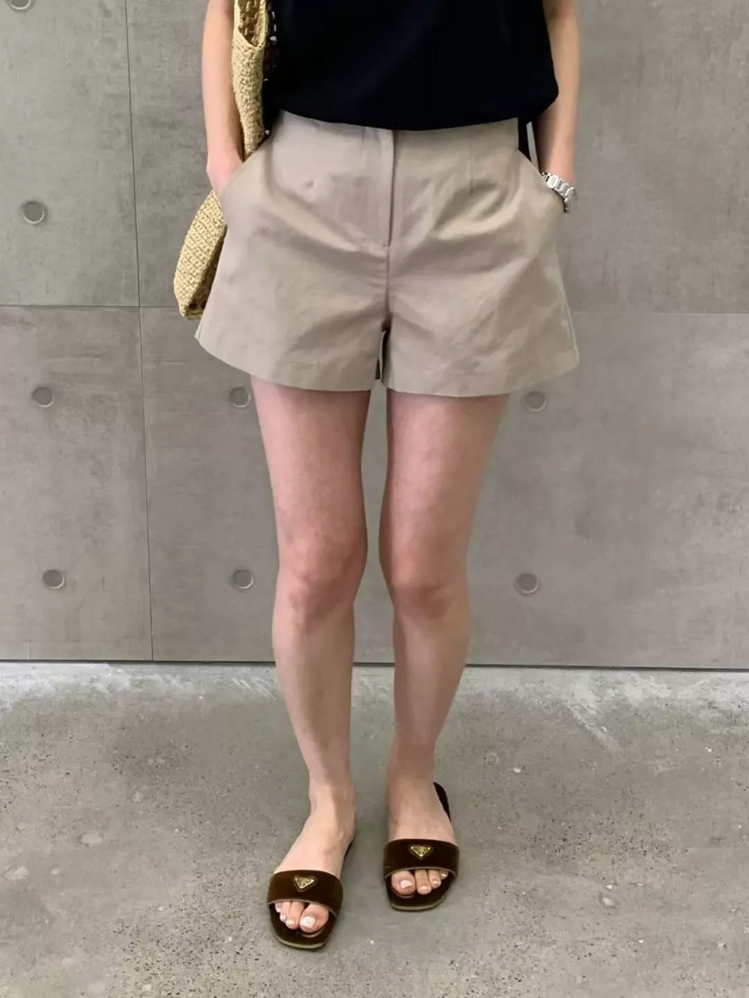 高腰挺版麻棉短褲