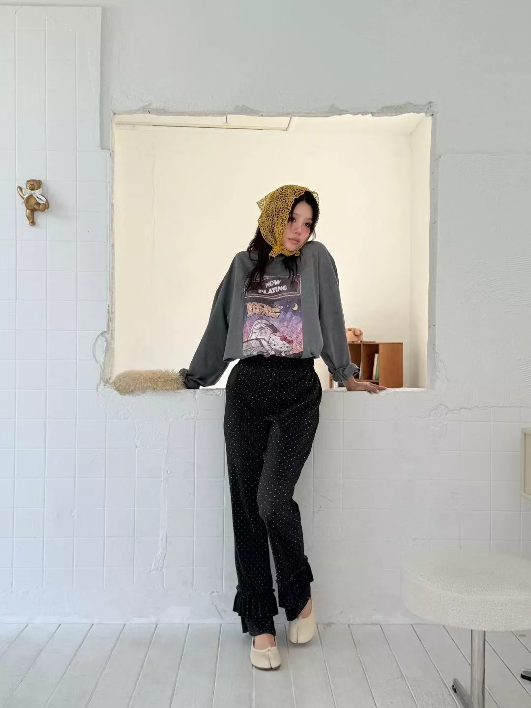 荷葉邊復古長褲