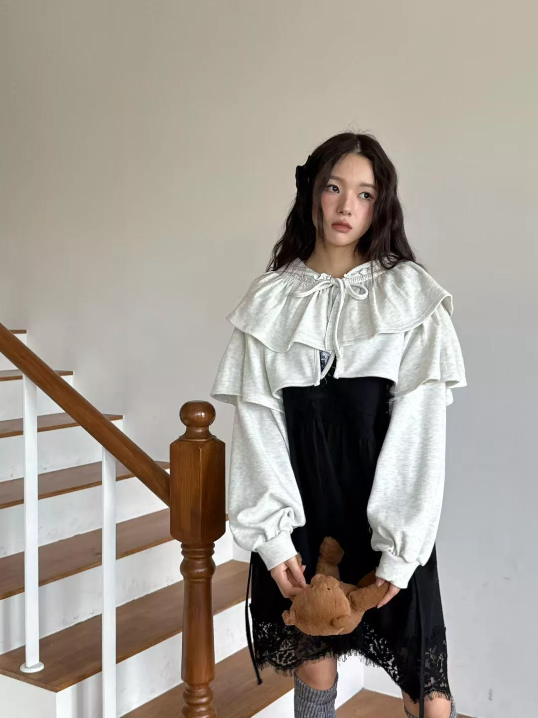 荷葉疊層連帽外套