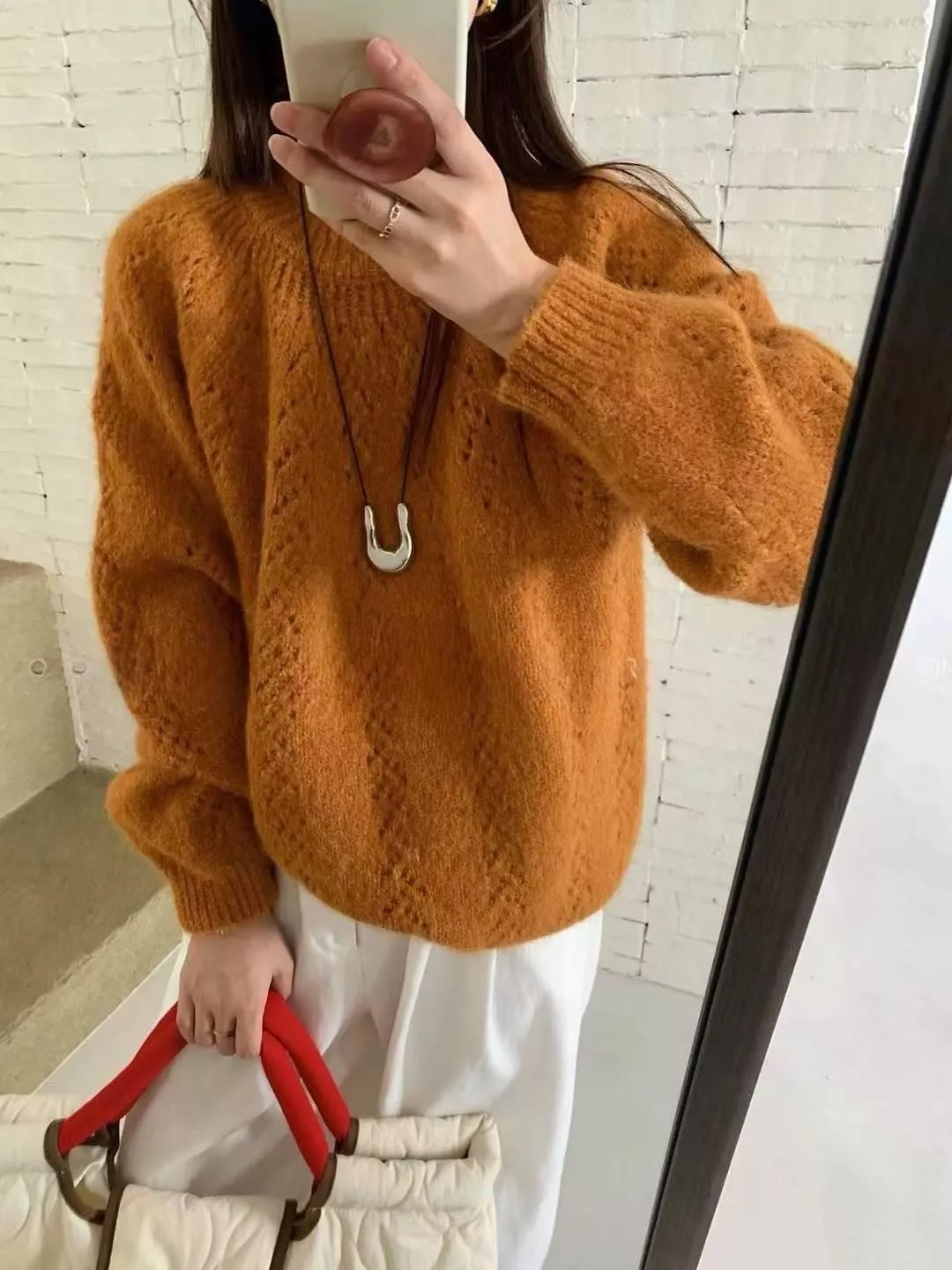 南瓜毛絨針織毛衣