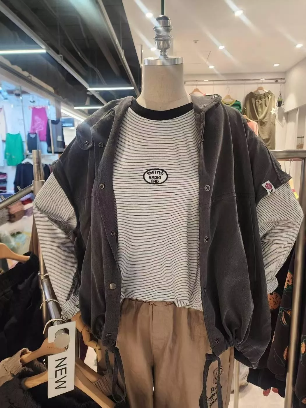 條紋學院感長袖上衣