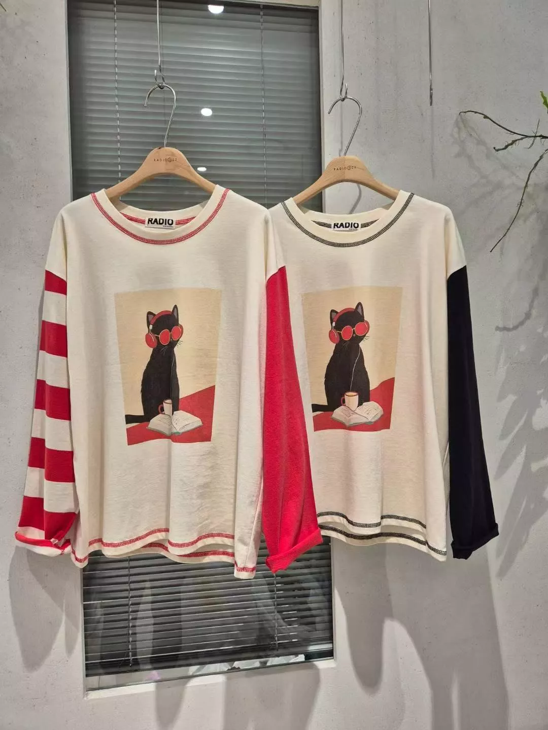 紅眼貓咪俱樂部・插畫拼袖長袖