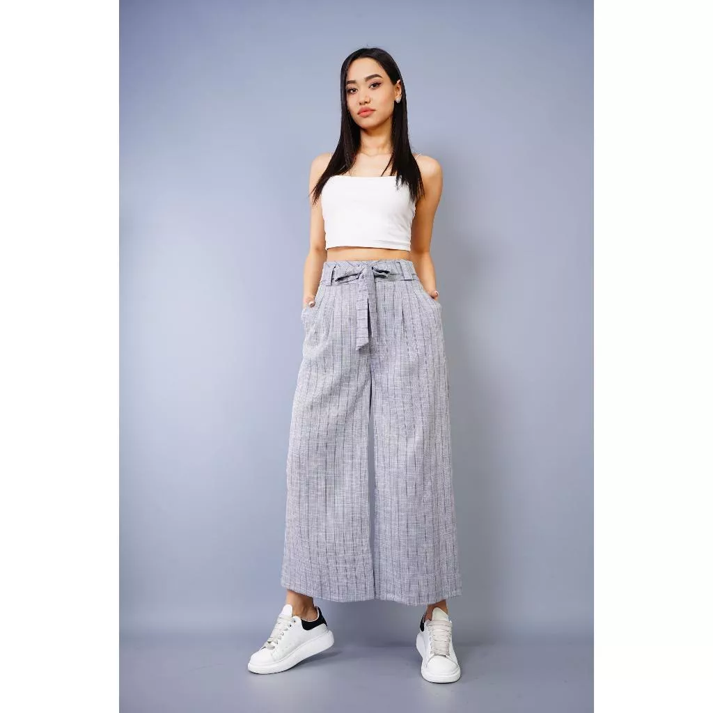土耳其KADELLI-淺灰直條紋寬褲