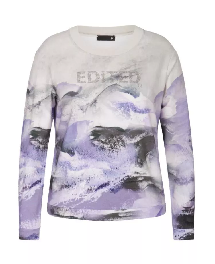 德國RABE-紫色山景燙鑽圓領長袖上衣