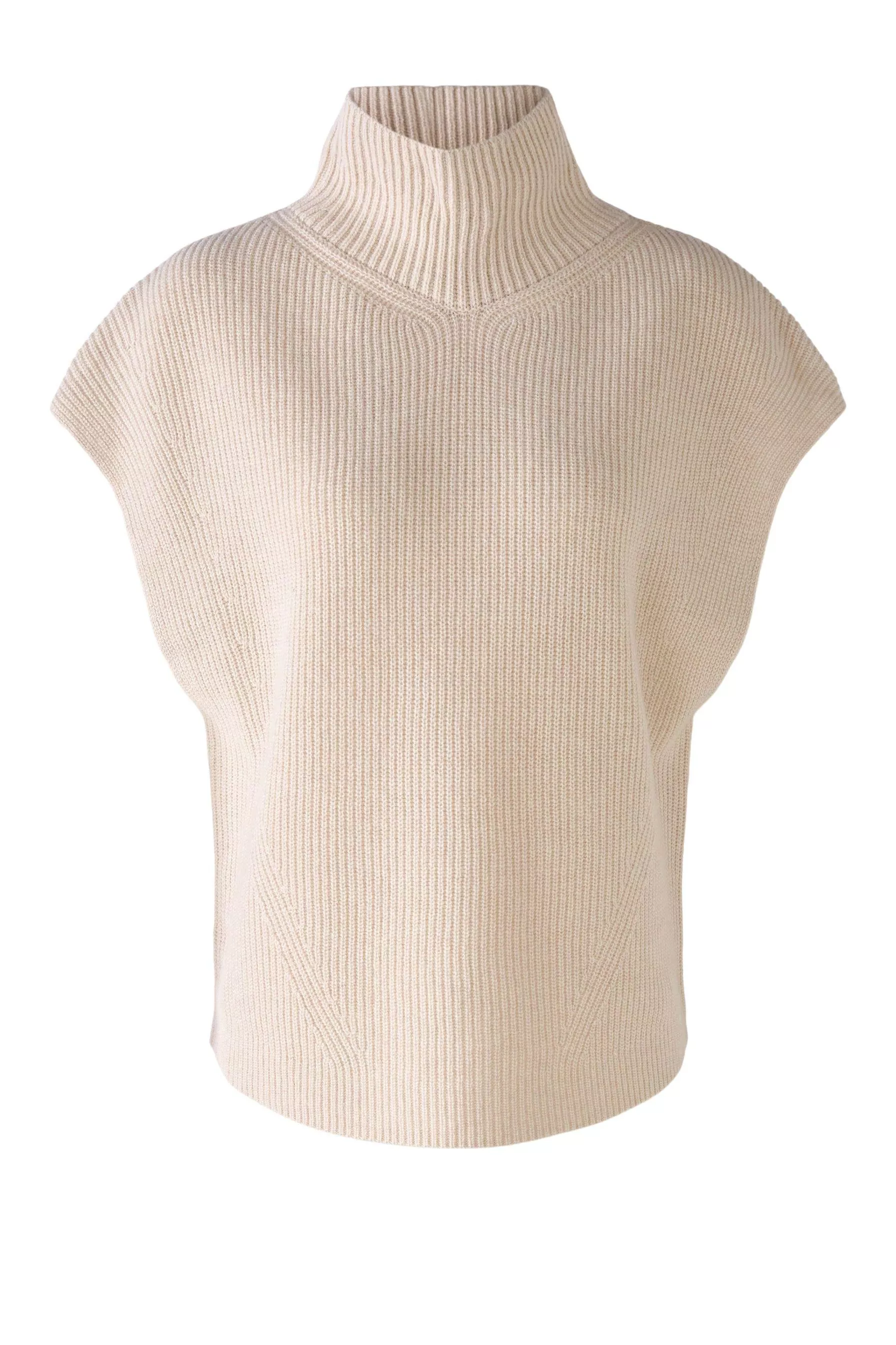 德國Oui-淺卡其高領羊毛無袖上衣