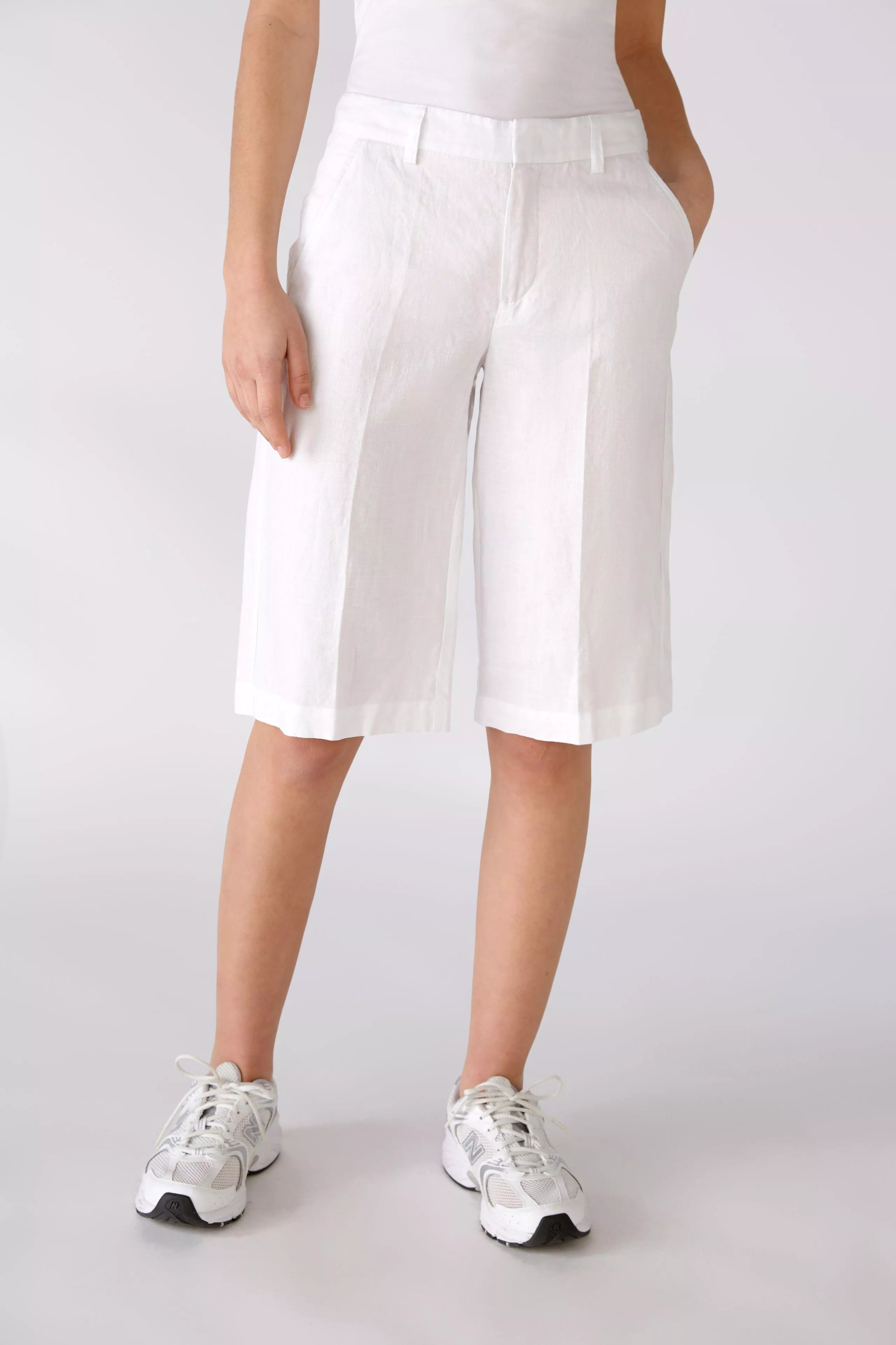 德國Oui-百合白100%高級亞麻五分褲