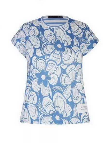 德國LeComte-水藍花背條紋短袖上衣