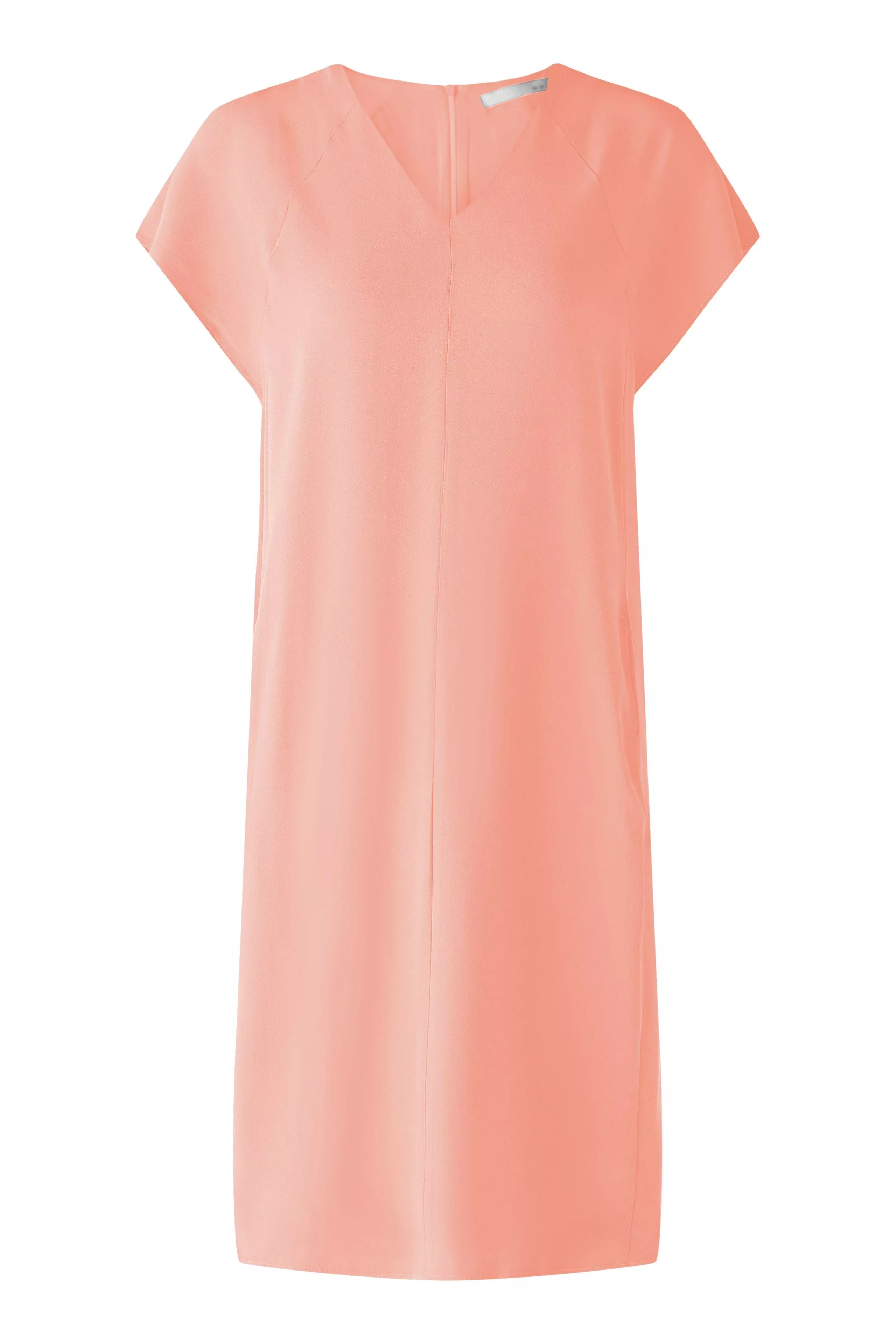 德國Oui-粉杏色V領削肩及膝洋裝