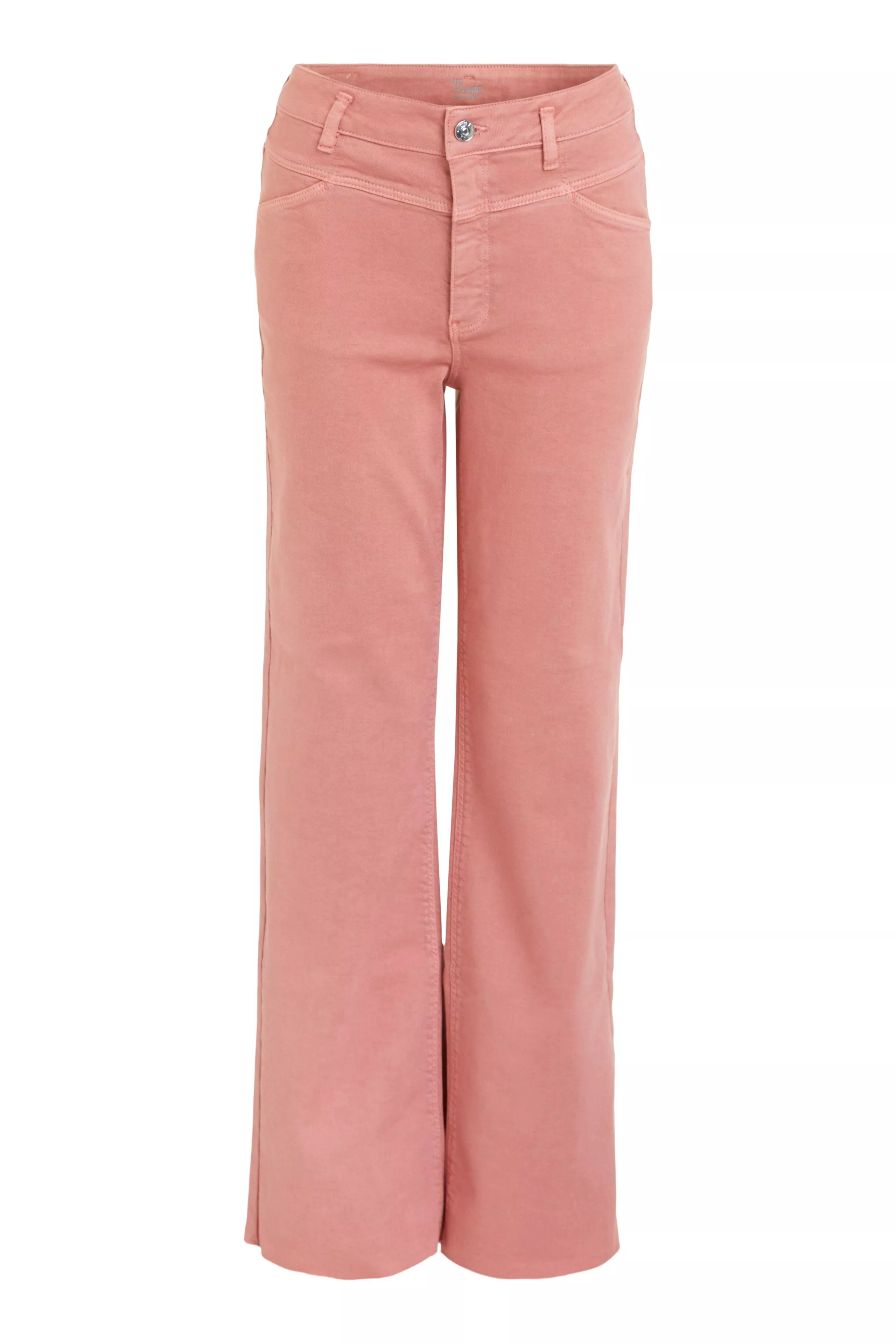 德國Oui-蜜桃粉色中高腰寬版長褲