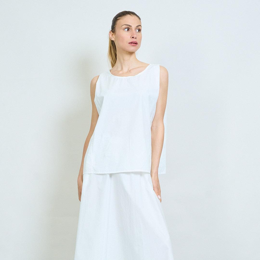 義大利品牌GIOYA & CO-白色後背帶寬鬆無袖上衣