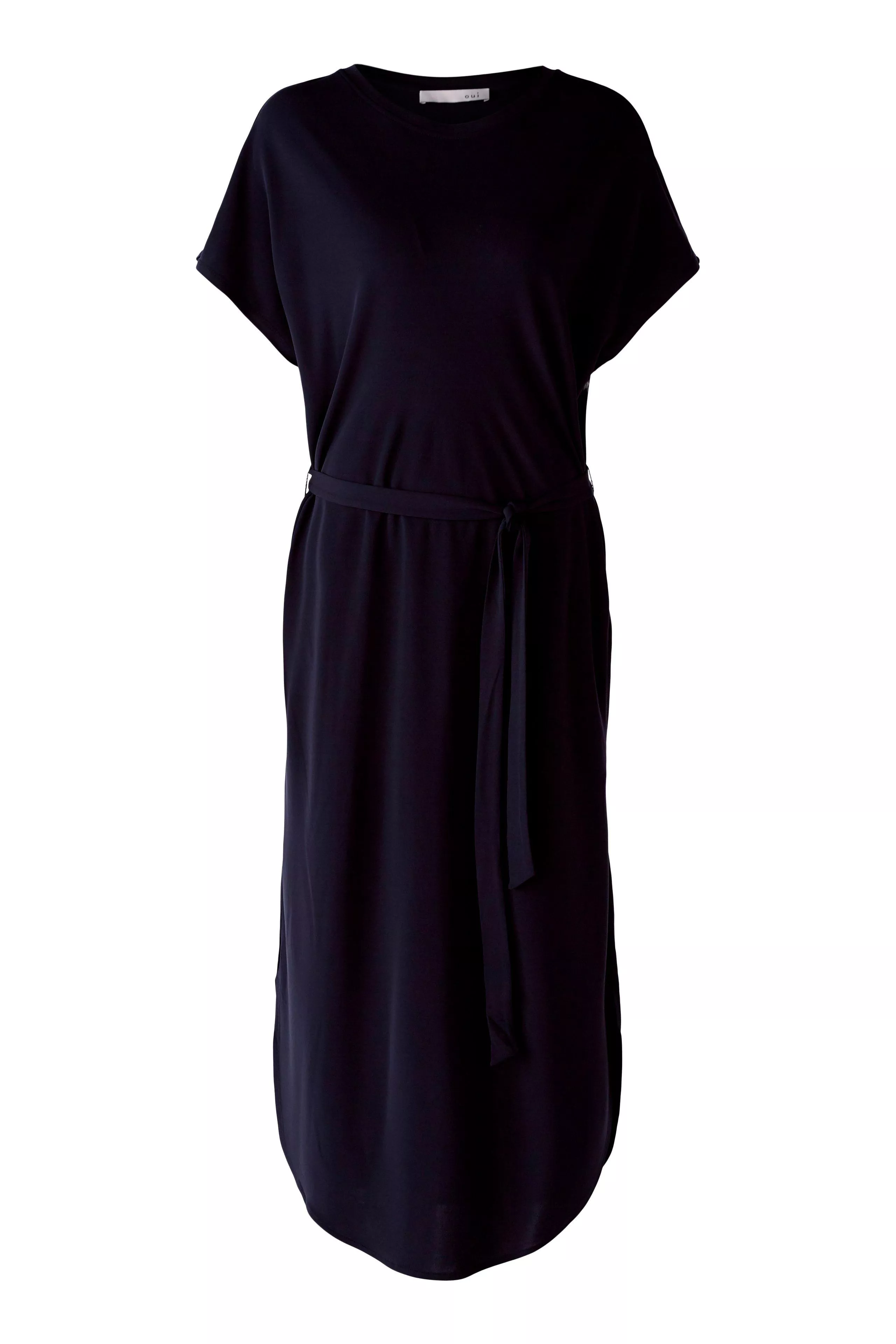 德國Oui-深藍色冰絲涼感短袖洋裝