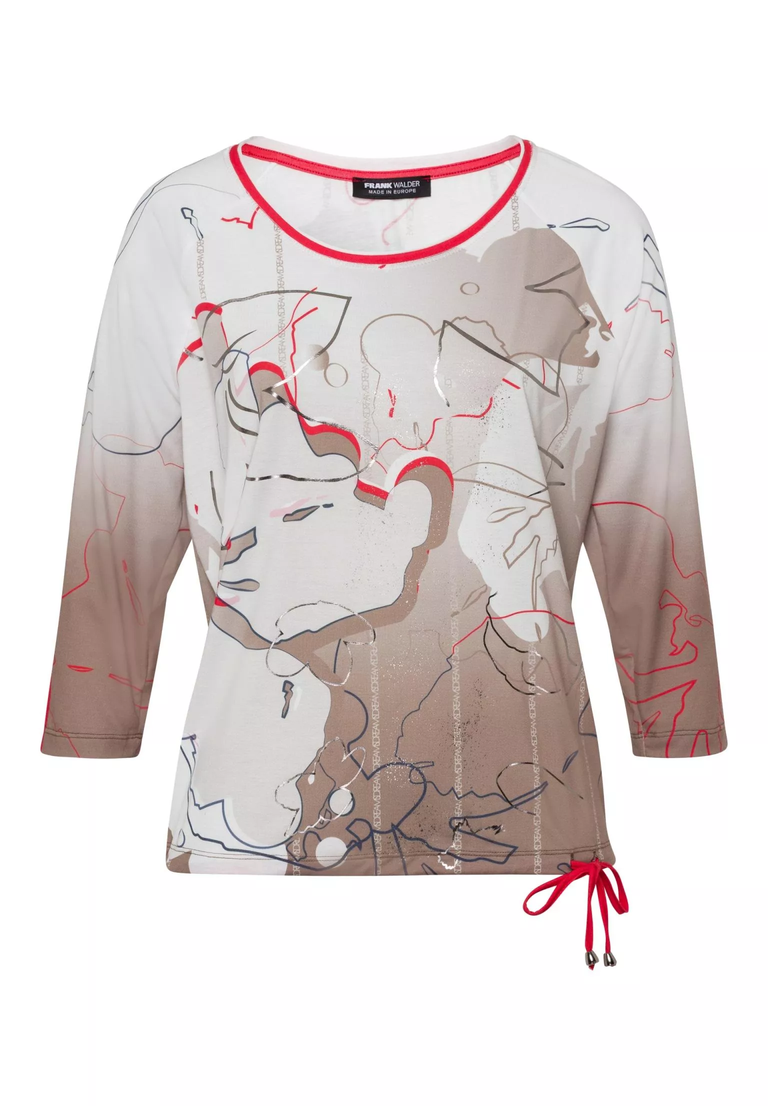 德國Frank Walder-紅駝色印花七分袖上衣[歐洲製]