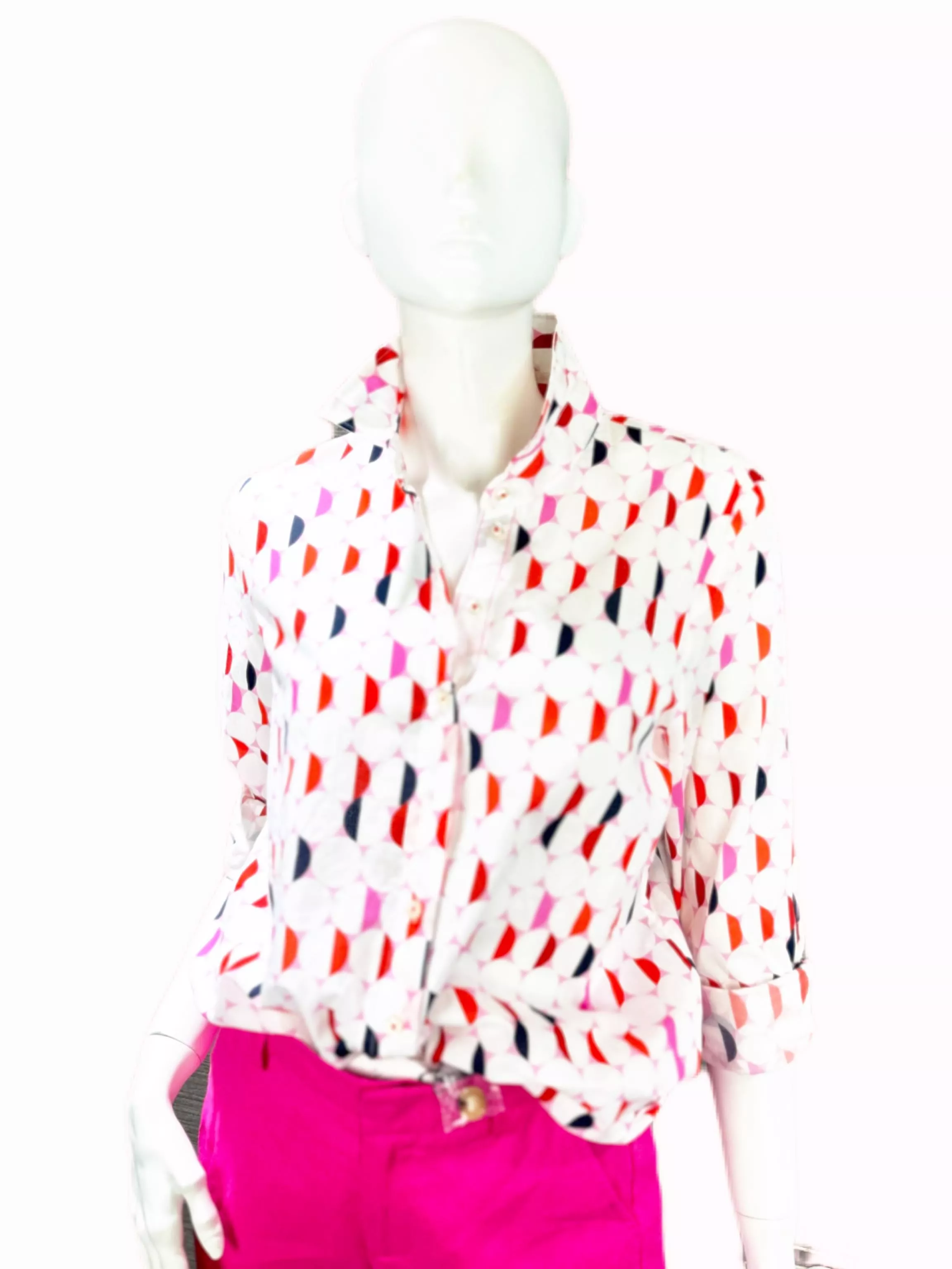 德國ERFO-紅白幾何圖純棉襯衫[歐洲製]