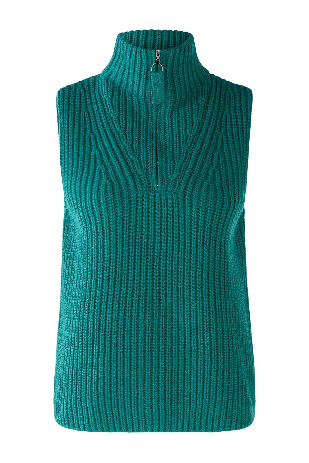 德國Oui-綠色立領拉錬針織背心