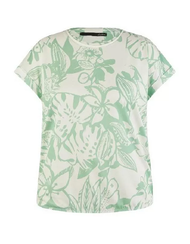 德國LeComte-米底綠花袖反褶短袖上衣[歐洲製]