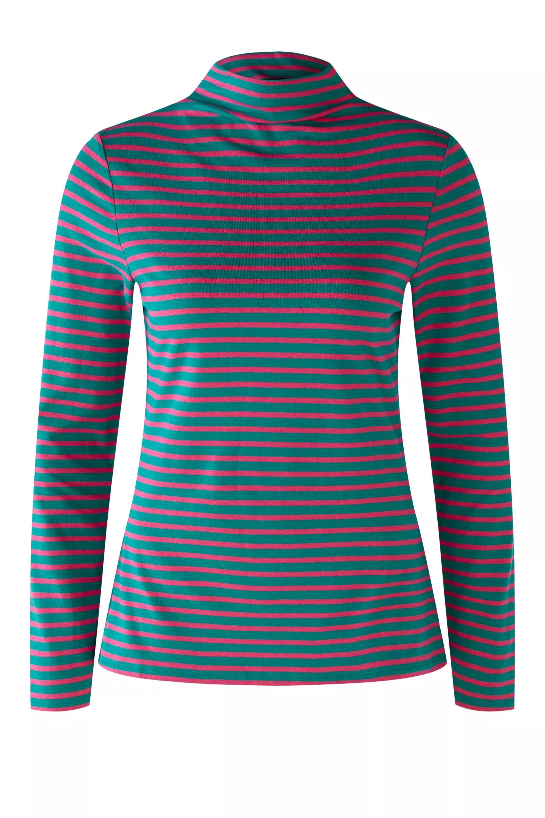 德國Oui-綠桃紅橫條彈性內搭上衣