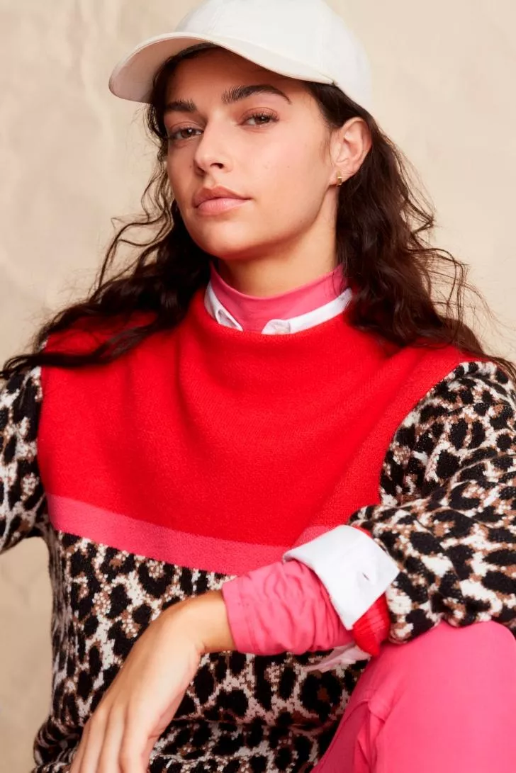 德國Oui-紅色豹紋印花針織上衣