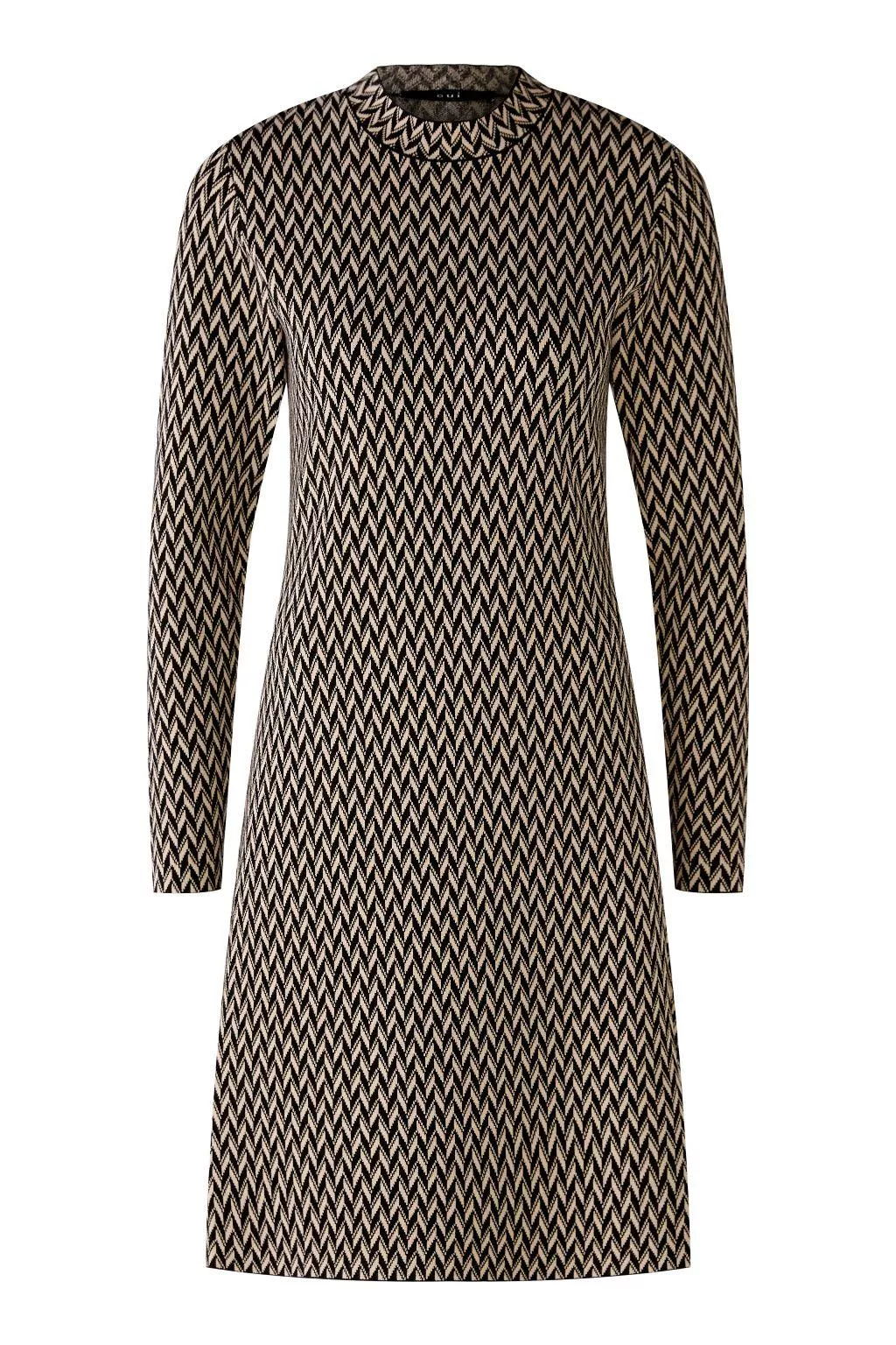 德國Oui-黑白箭型紋針織及膝洋裝