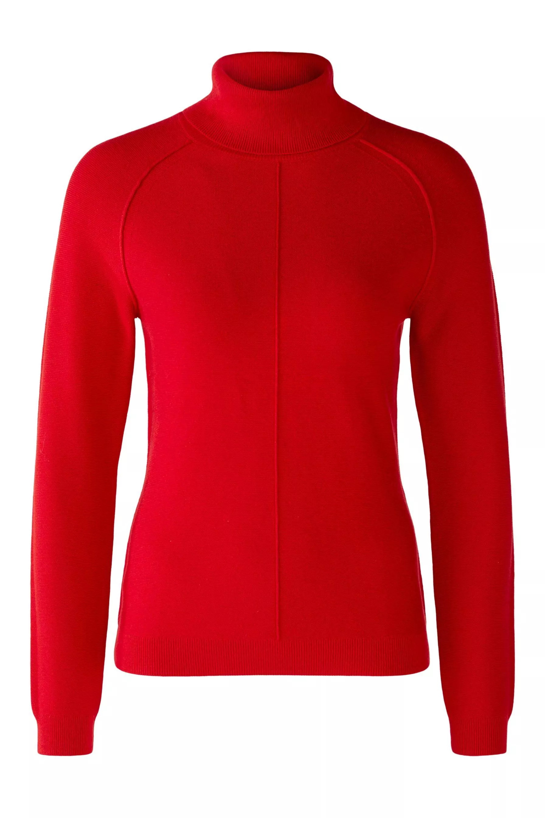 德國Oui-紅色絲質高領削肩針織上衣