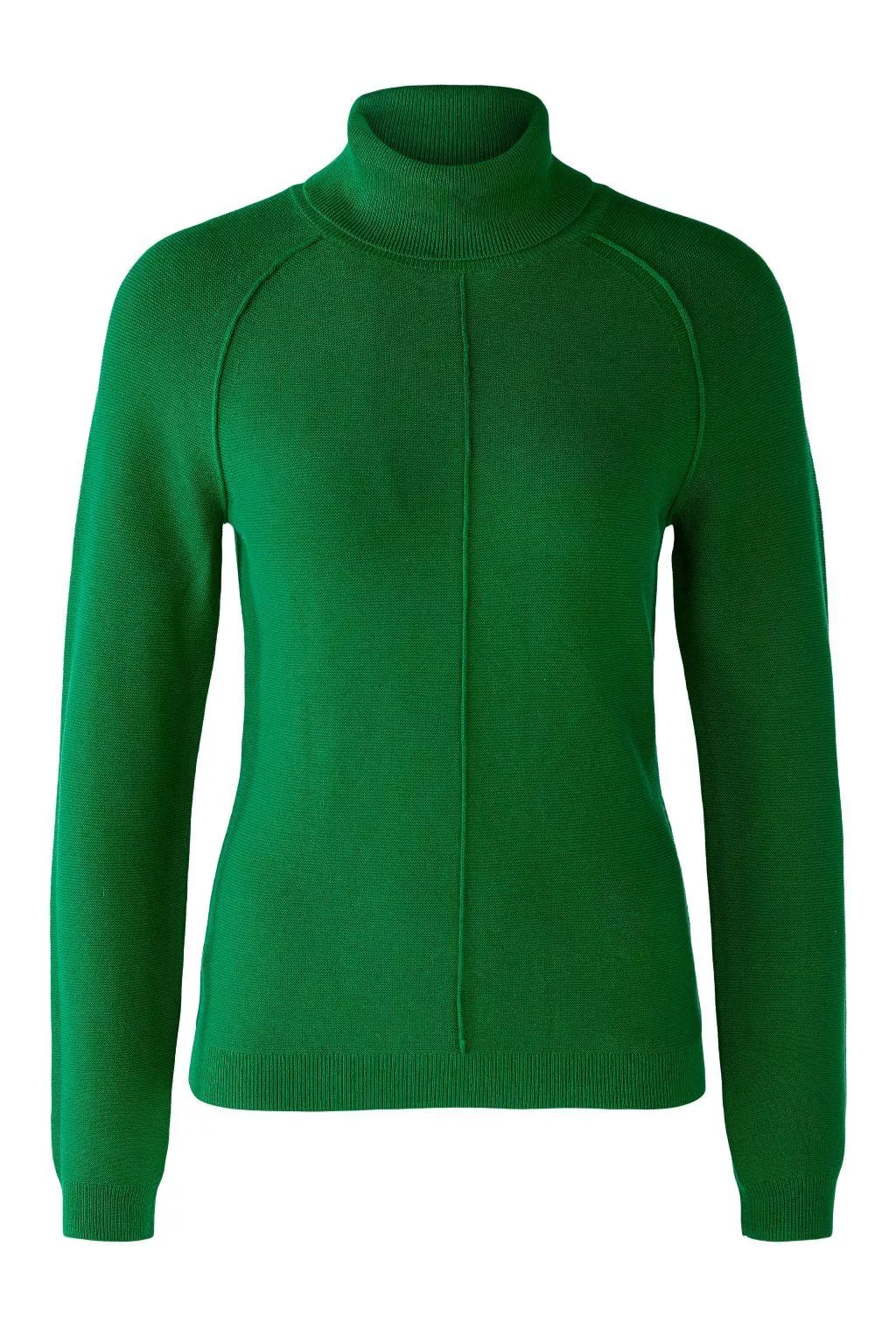 德國Oui-綠色絲質高領削肩針織上衣