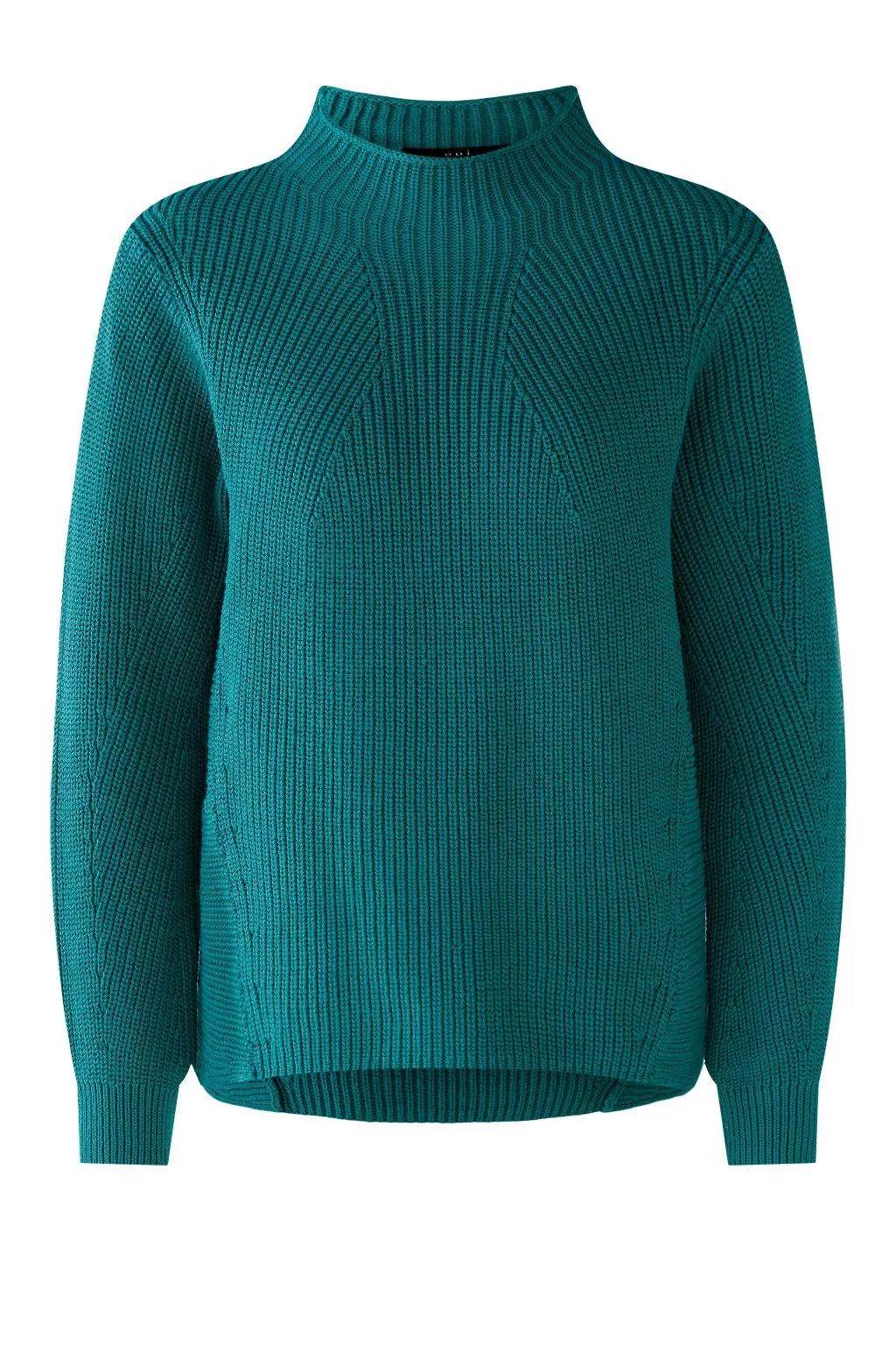 德國Oui-綠色純棉側併接細辮紋針織上衣