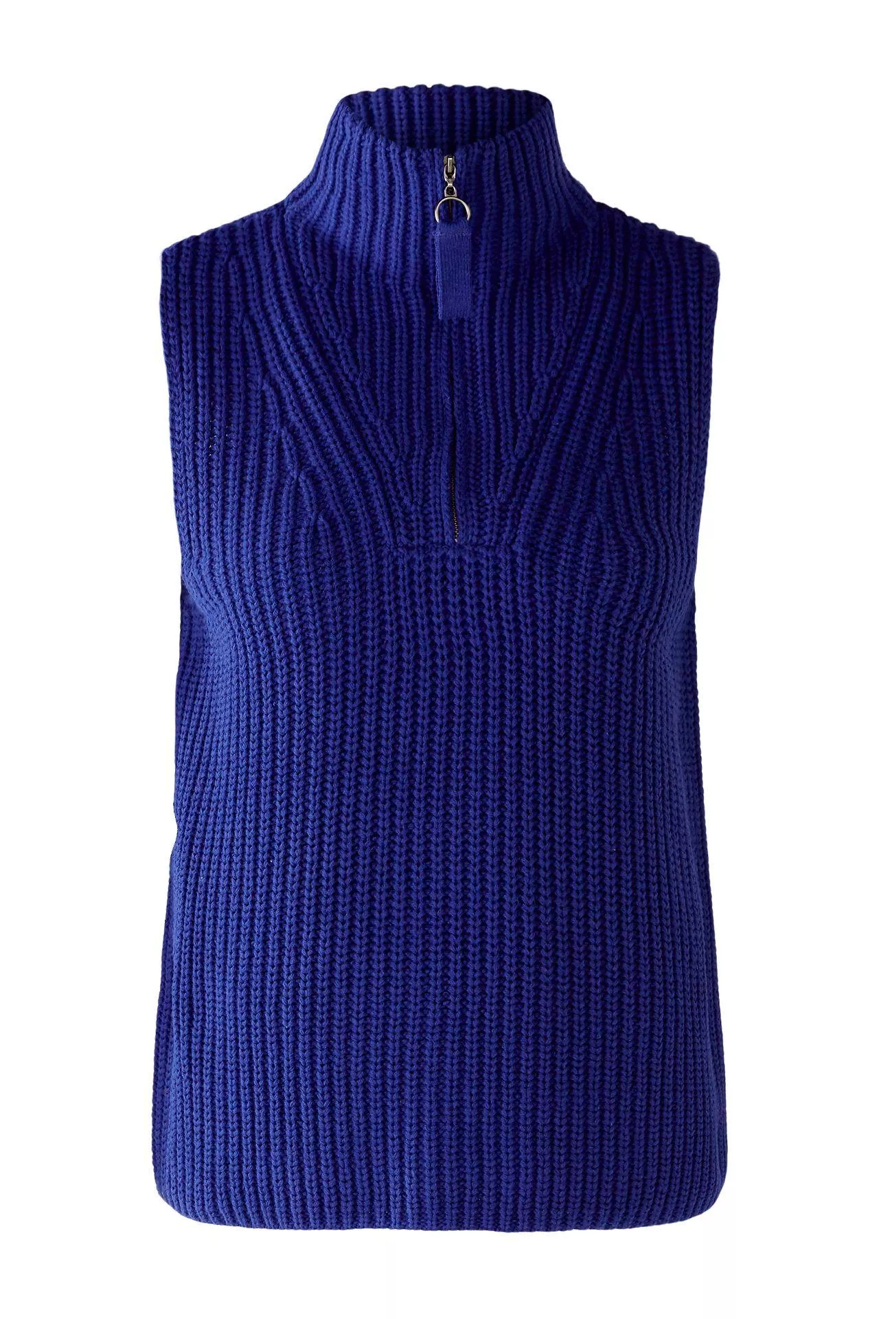 德國Oui-寶藍色立領拉錬針織背心