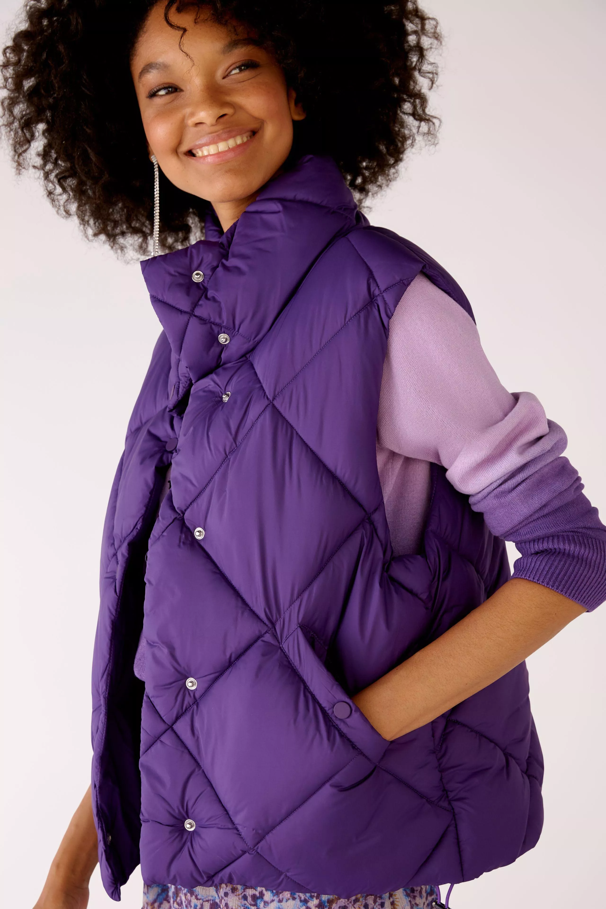 德國Oui-紫色寬鬆版舖棉背心