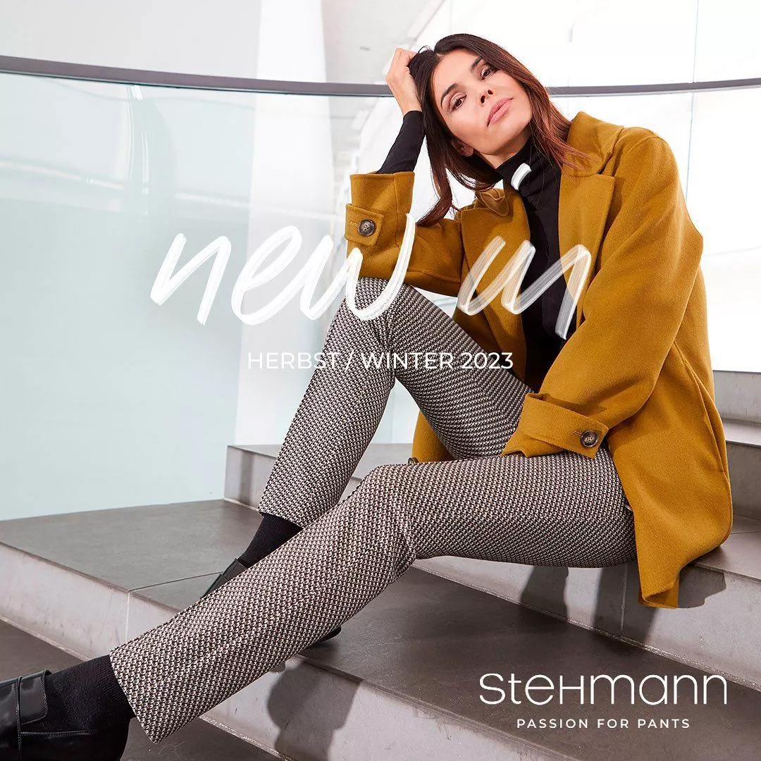 德國stehmann-咖啡千鳥格鬆緊腰長褲