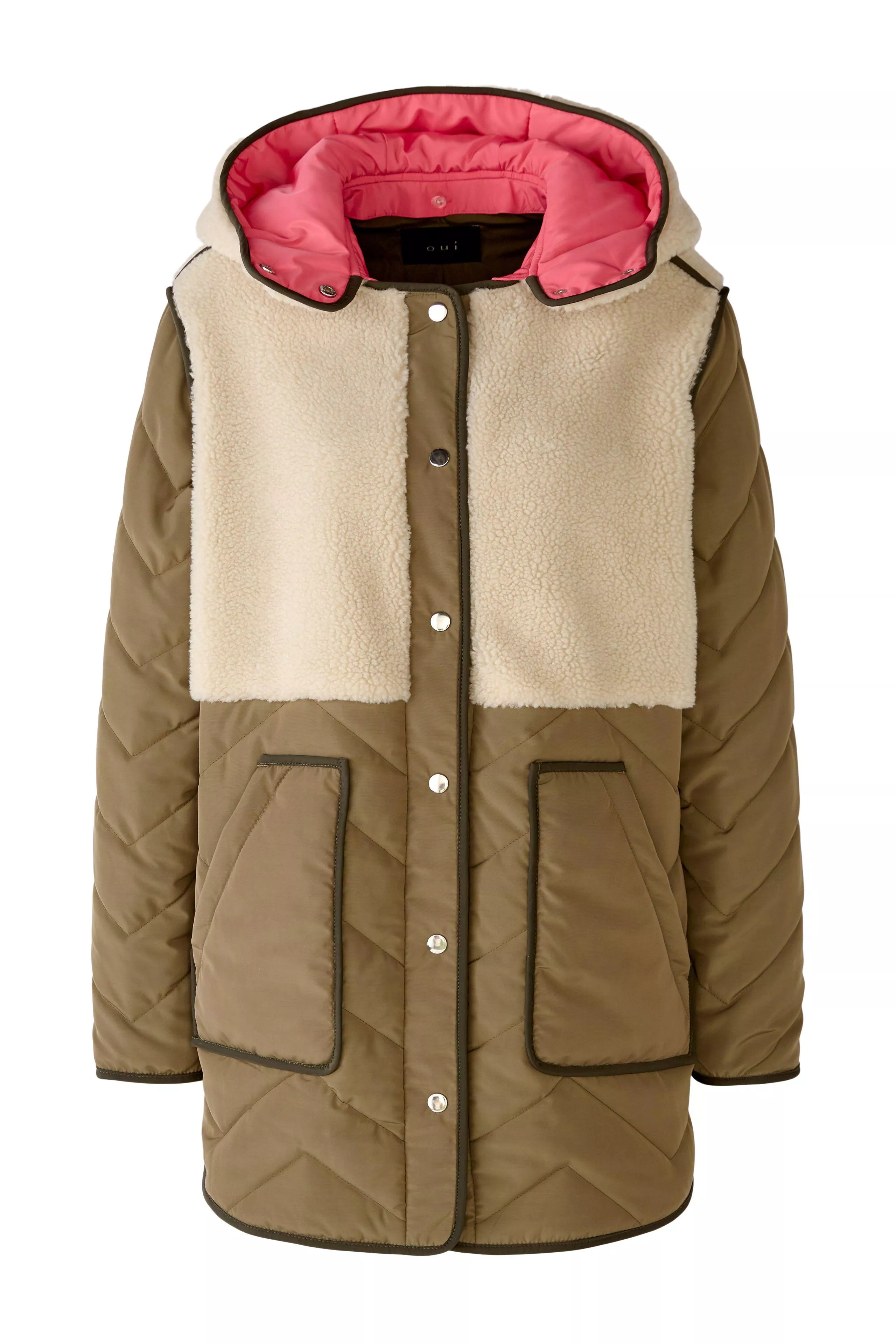 德國Oui-毛圈軍綠舖棉連帽外套