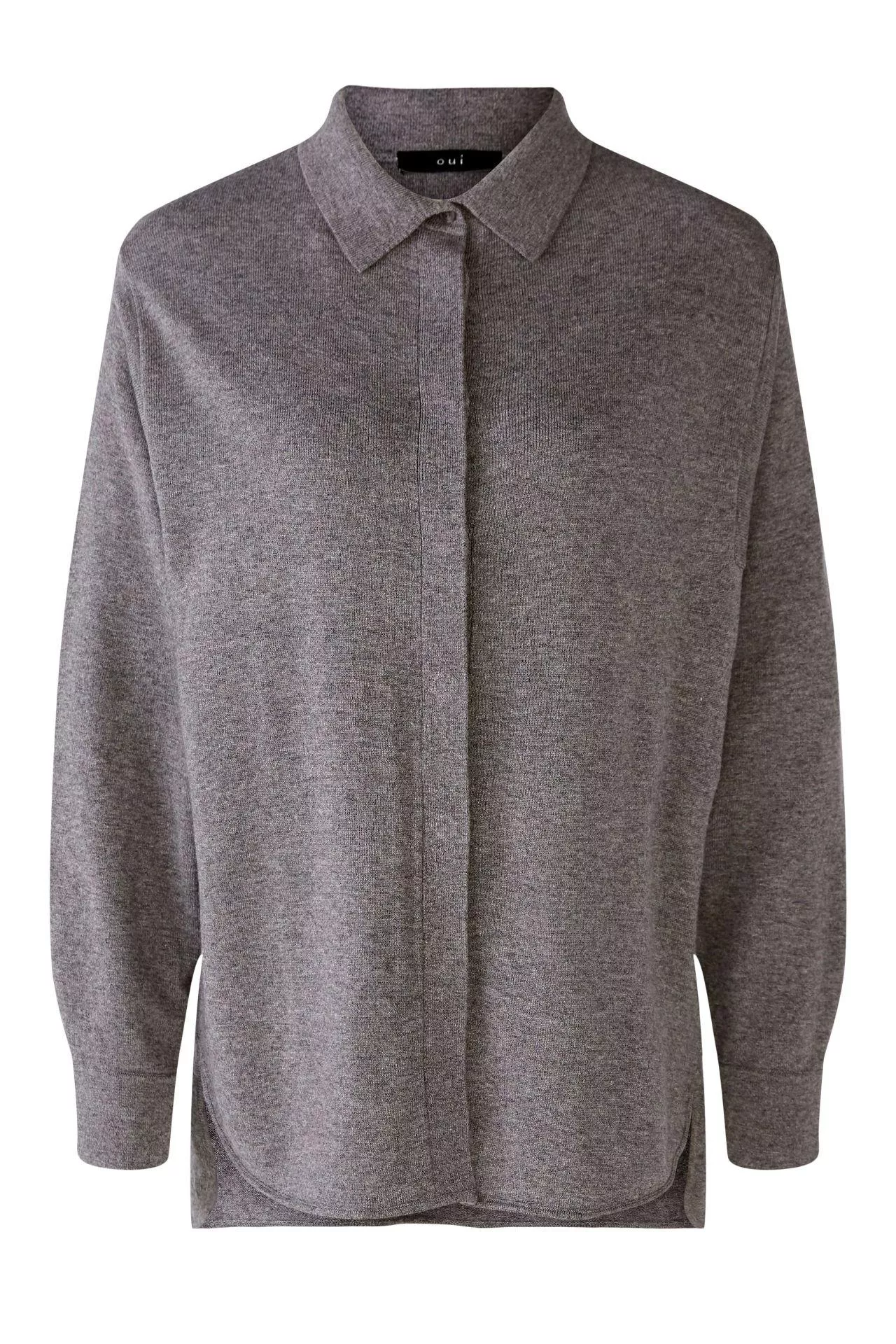德國Oui-灰色開釦毛料針織上衣