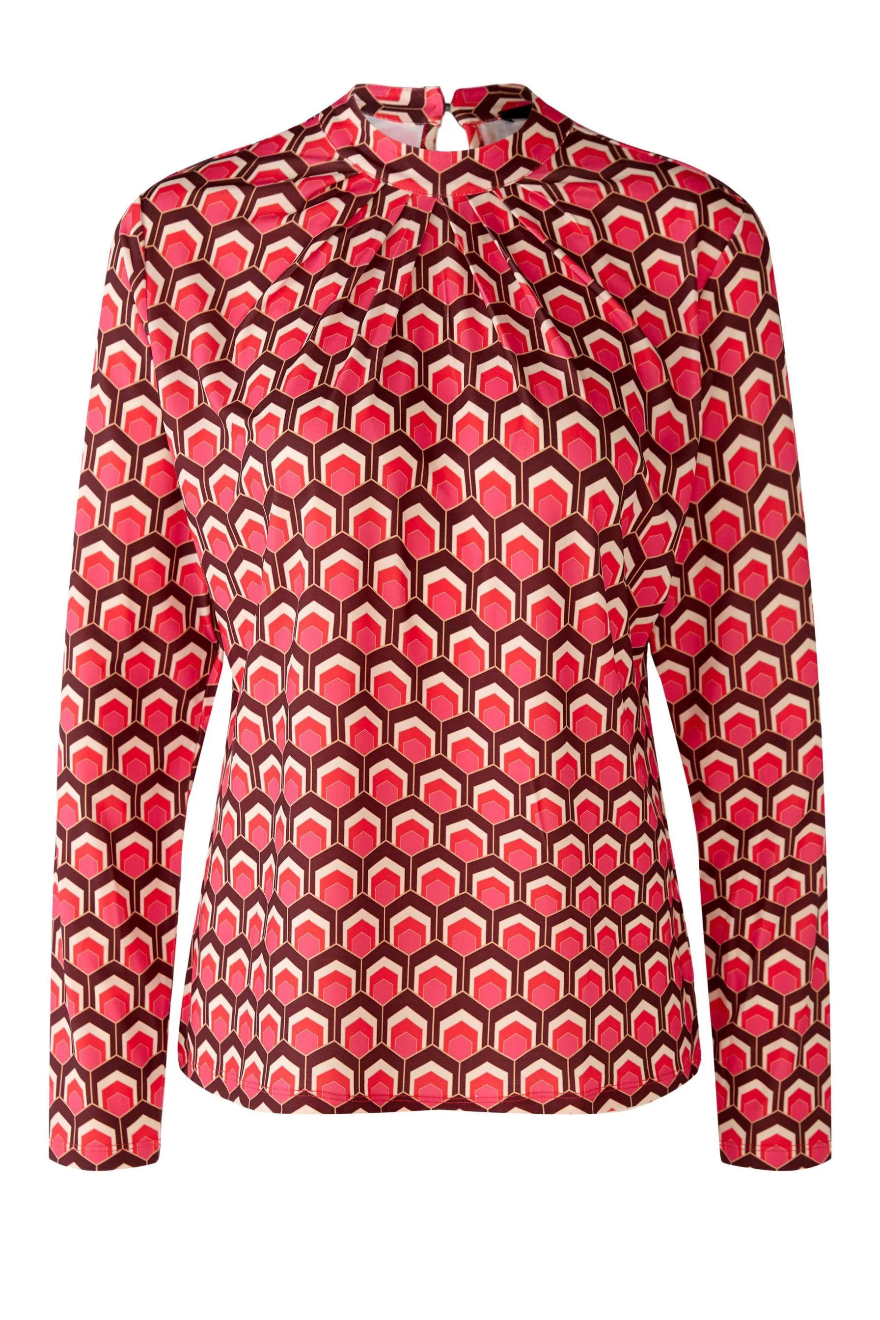 德國Oui-紅米幾何V領長袖上衣