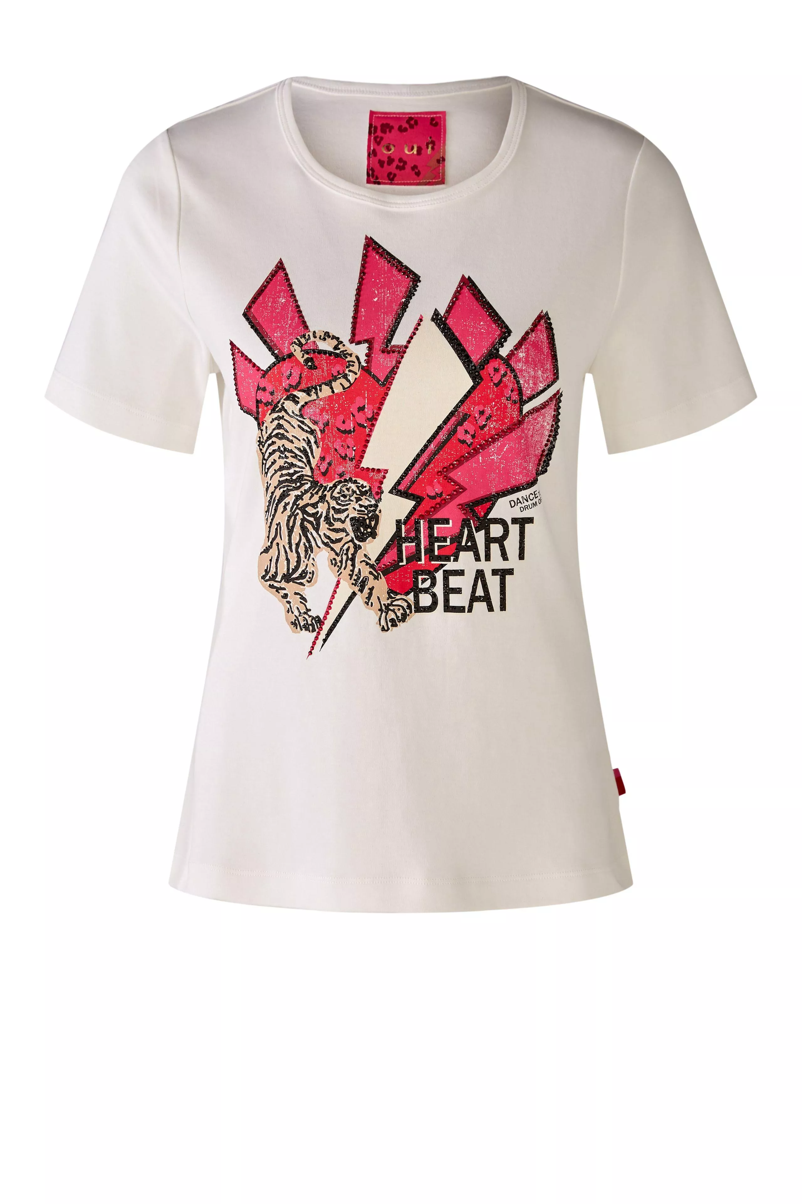 德國Oui-白色圖燙鑽純棉短T恤