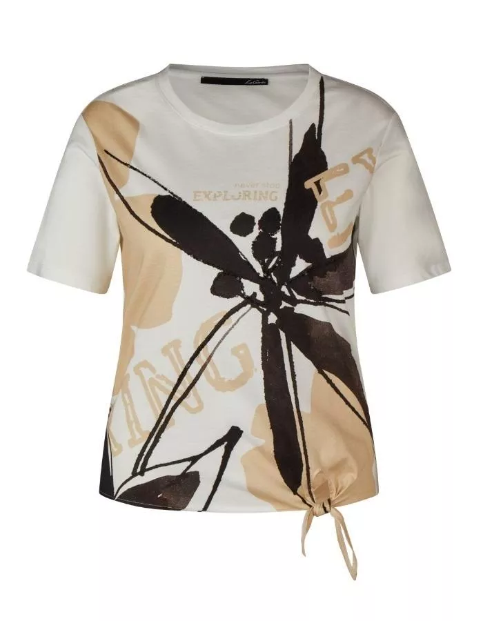 德國LeComte-白色大黑花卉純棉短袖上衣