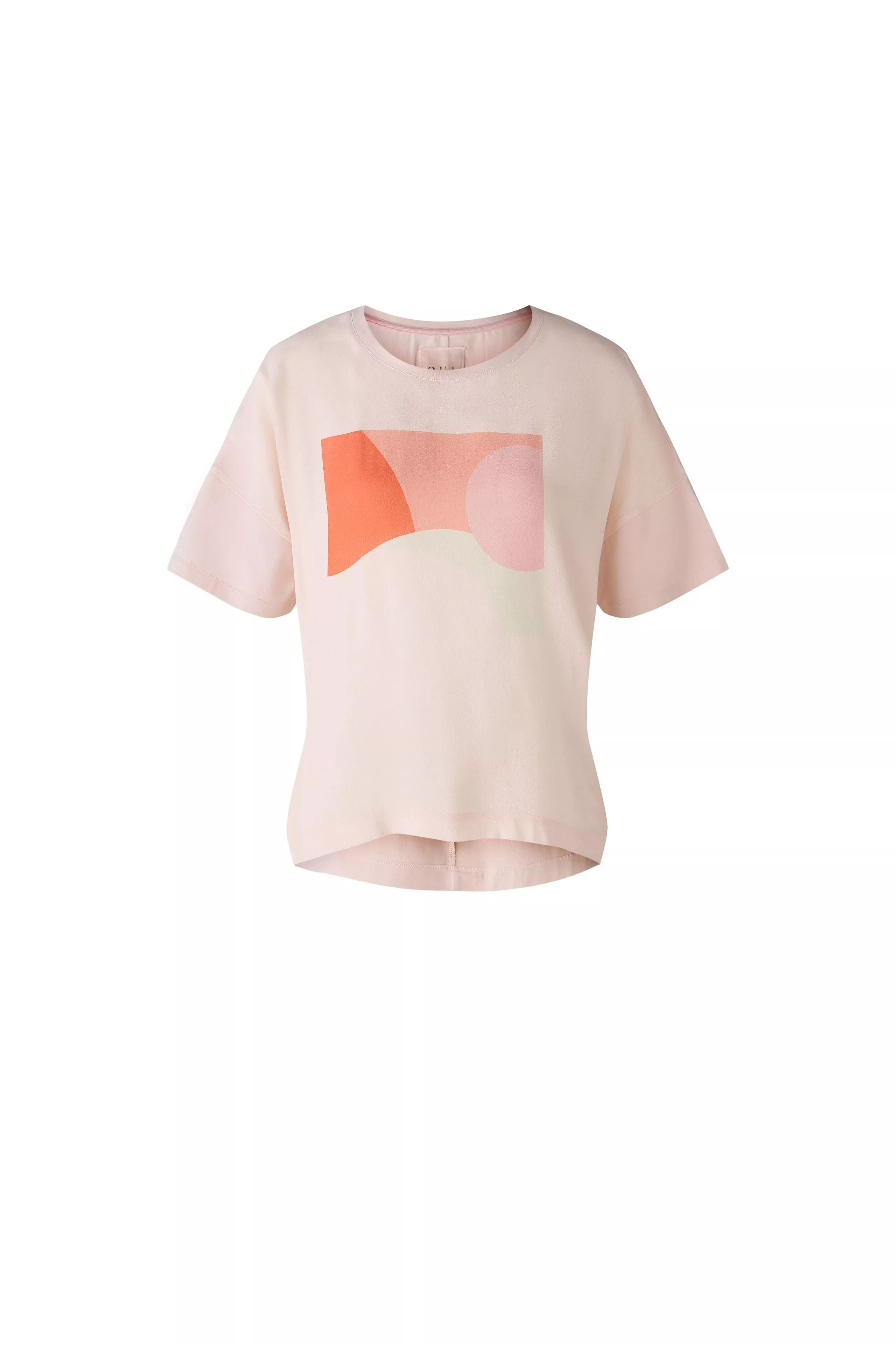 德國Oui-粉杏撞色絲綢感短袖上衣