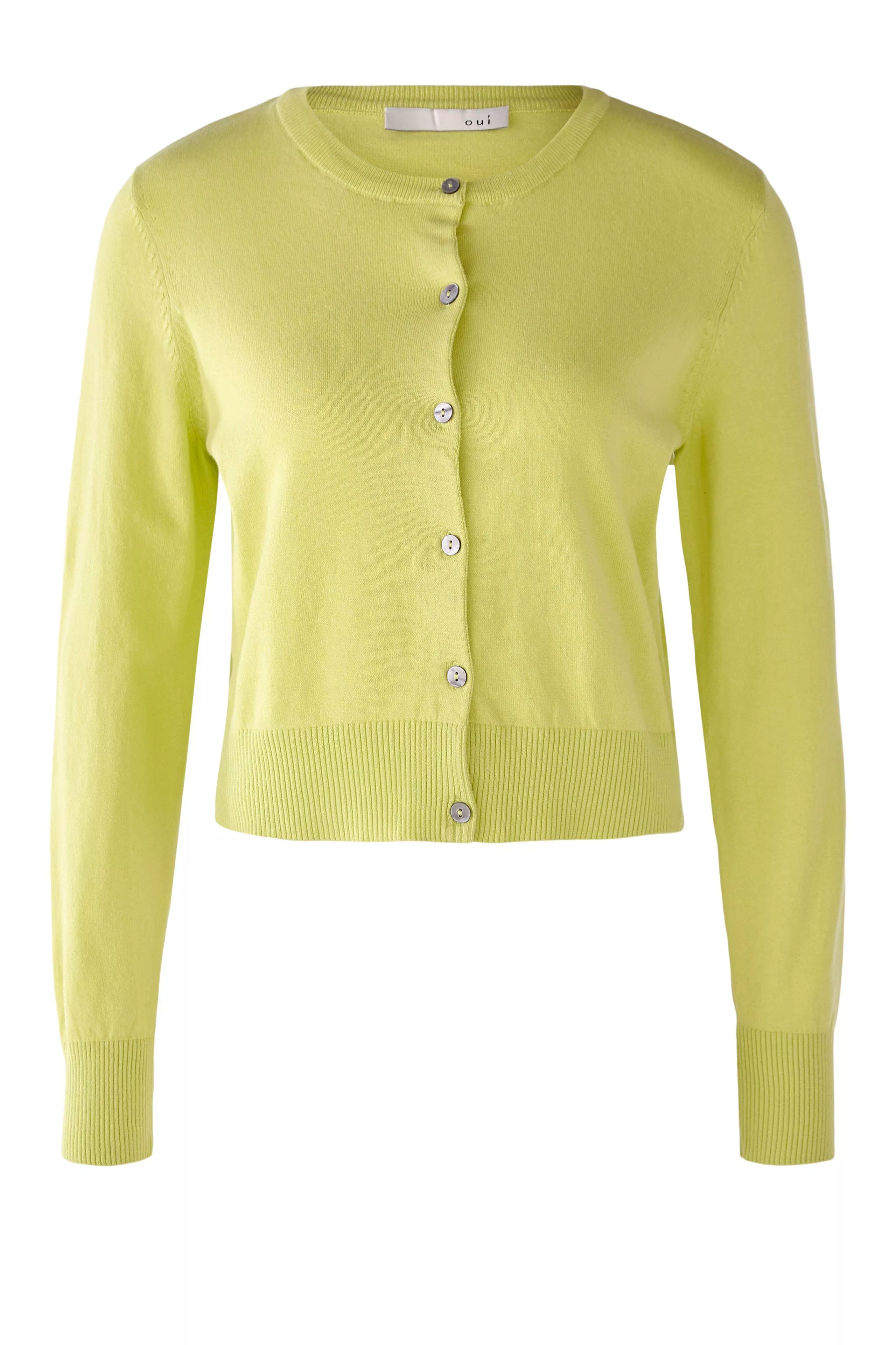 德國Oui-蘋果綠有機棉開襟針織上衣