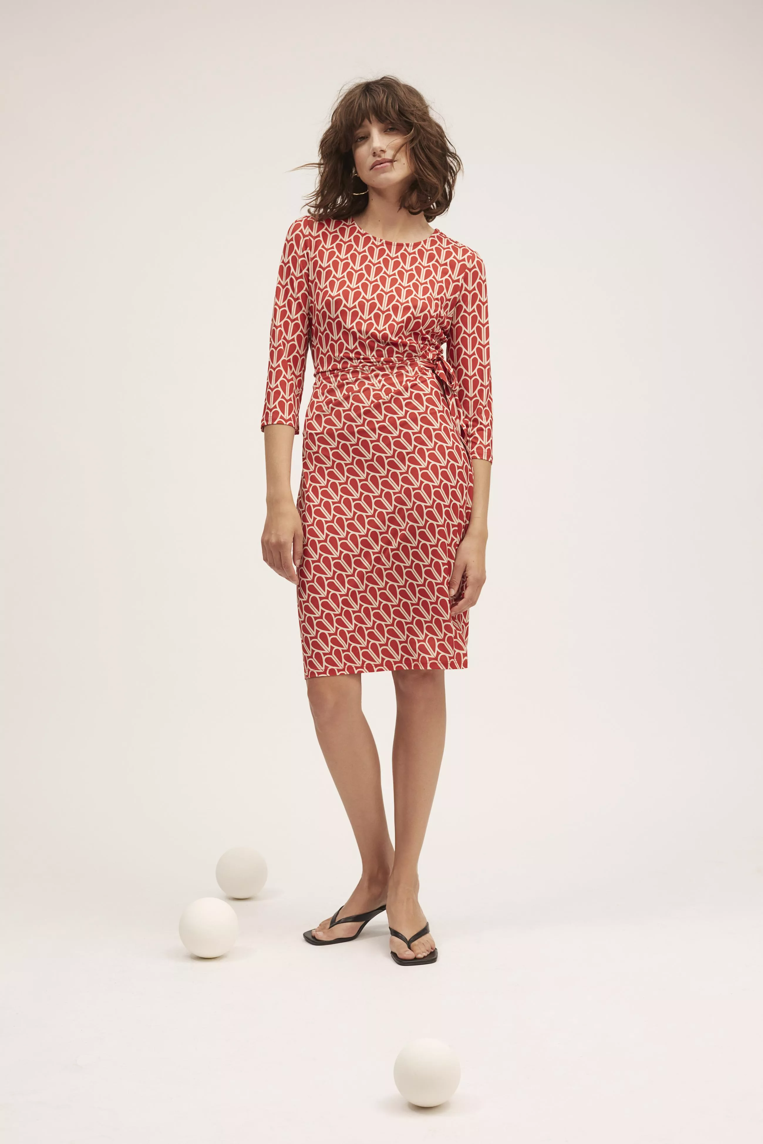 德國Oui-紅愛心印花綁帶洋裝