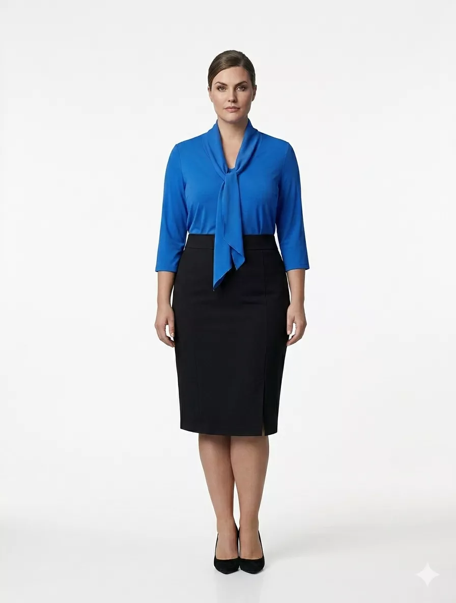 德國Frank Walder-寶藍色領結七分袖上衣[歐洲製]