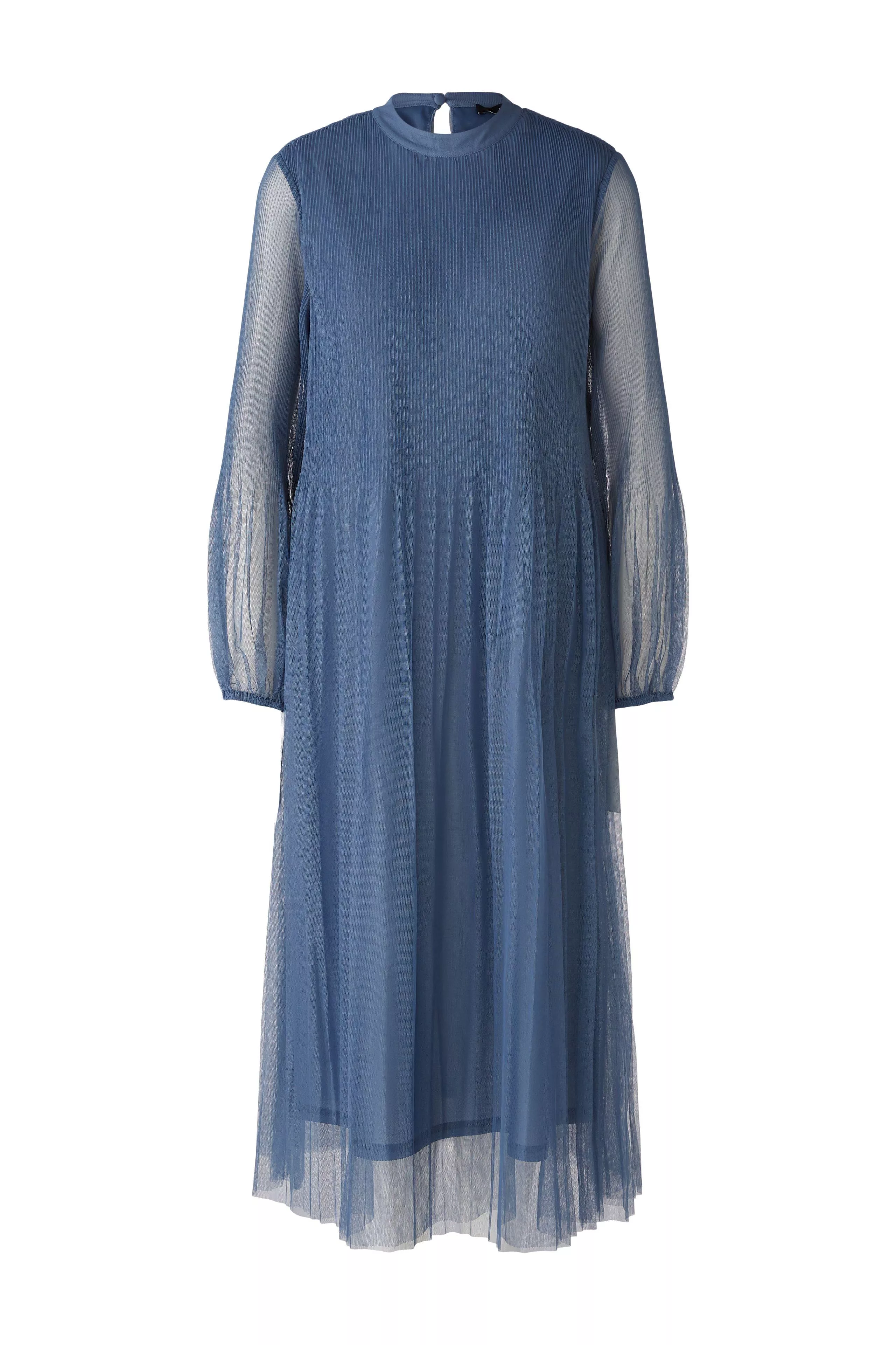 德國Oui-藍色細壓褶透感長袖洋裝