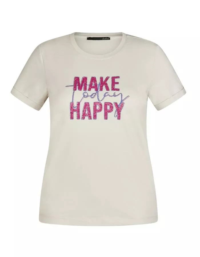 德國LeComte-米色亮片文字電繡T恤