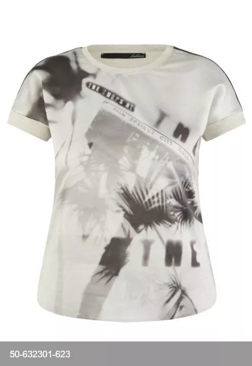 德國LeComte-米灰印花絲綢感短袖上衣