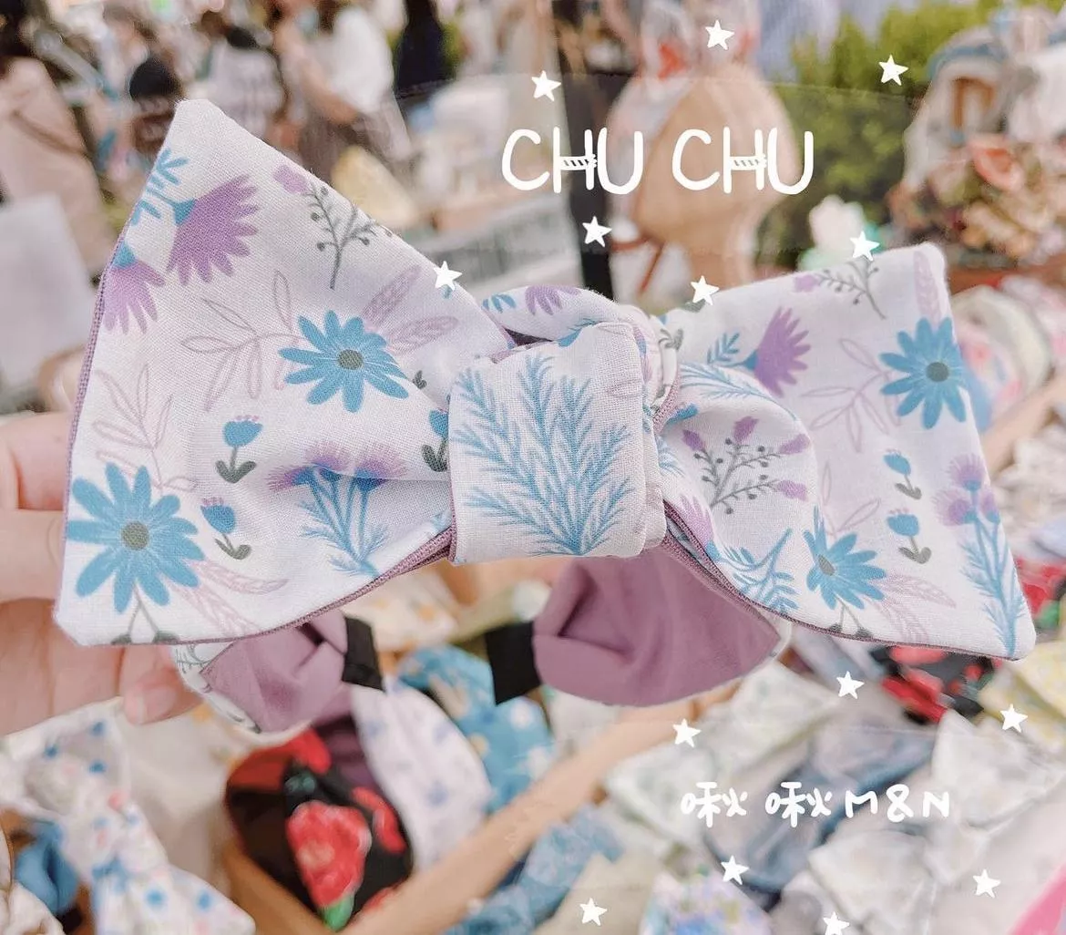 孔雀紫苑｜寬版 蝴蝶結 髮箍