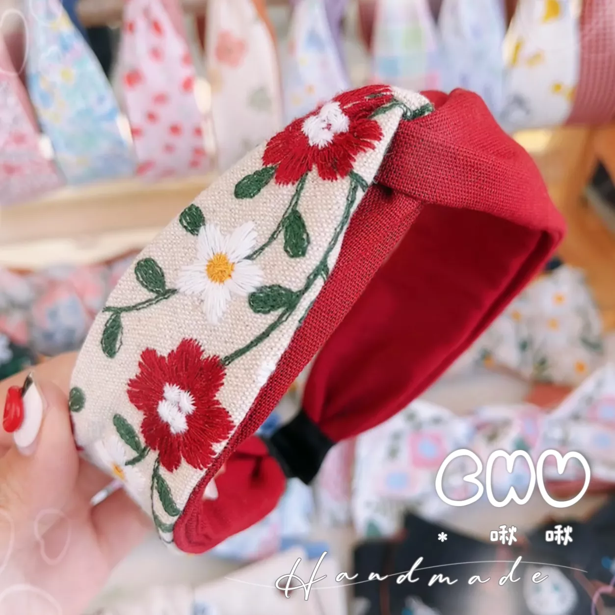 小紅花花ㄦ｜細版交叉髮箍