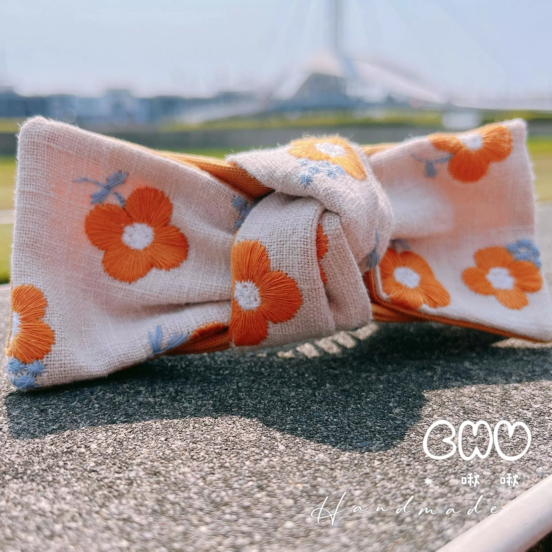 刺繡款｜黃色小花朵｜啾啾馬尾夾