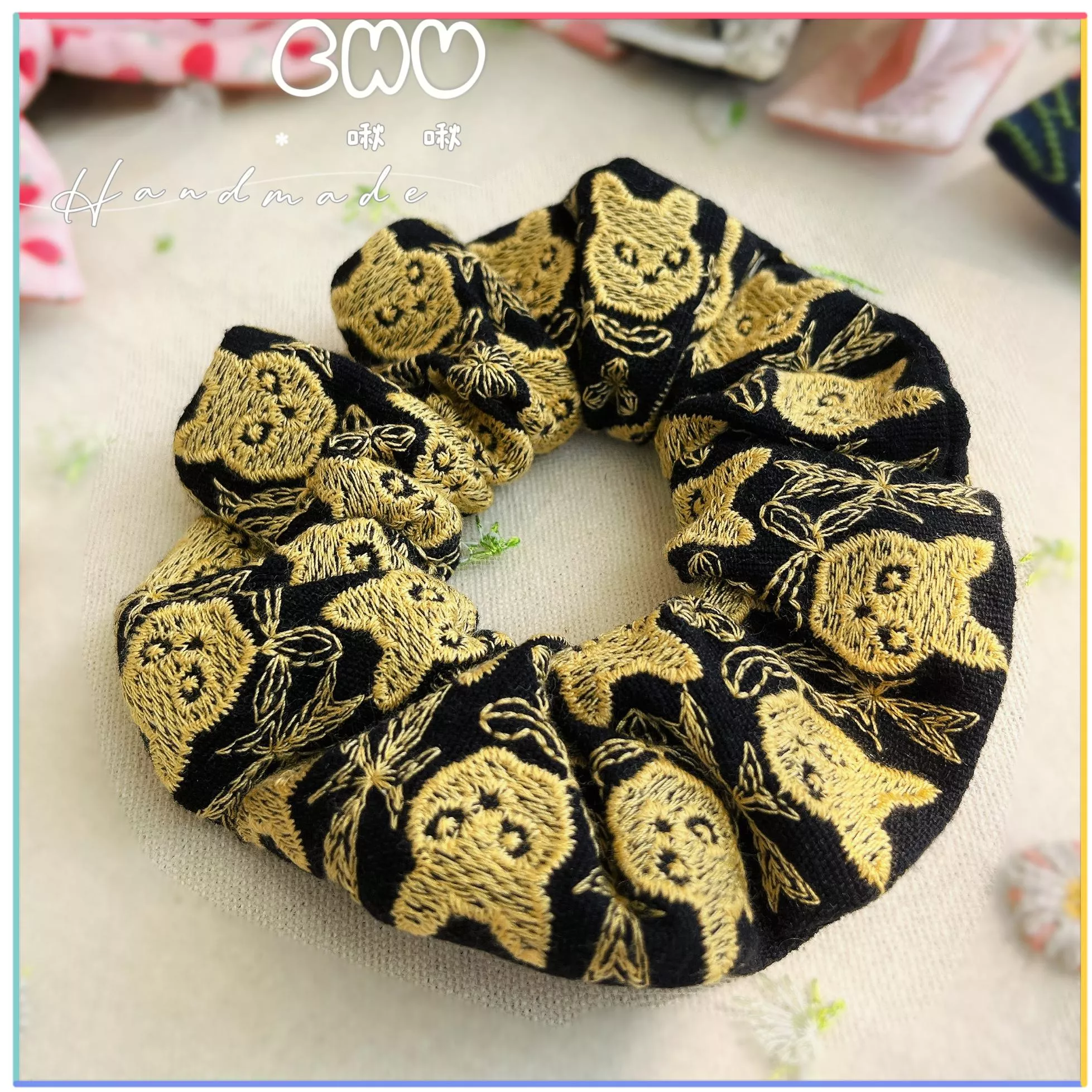 刺繡款｜金色貓貓｜大腸圈圈