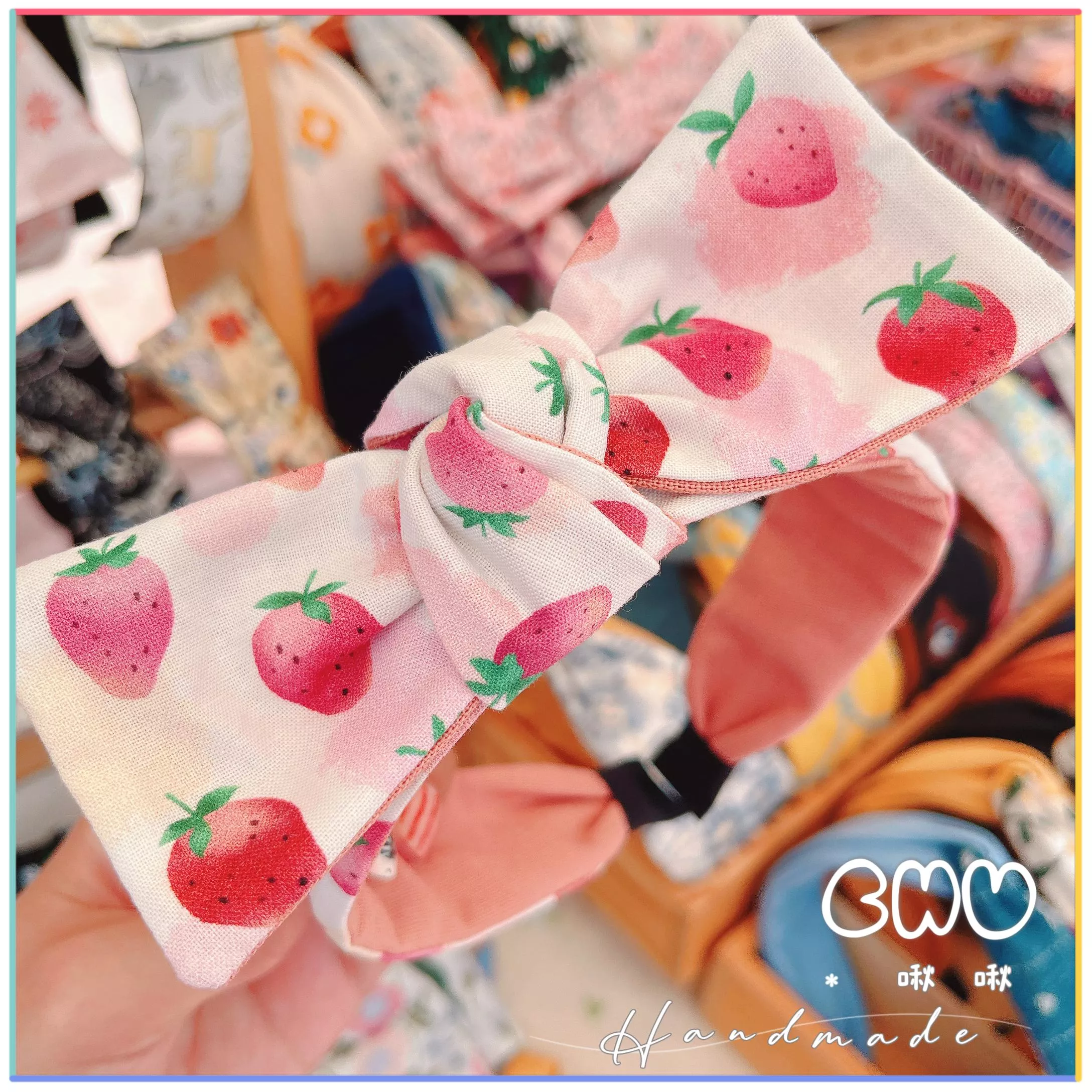 大顆草莓🍓｜細款 蝴蝶結髮箍