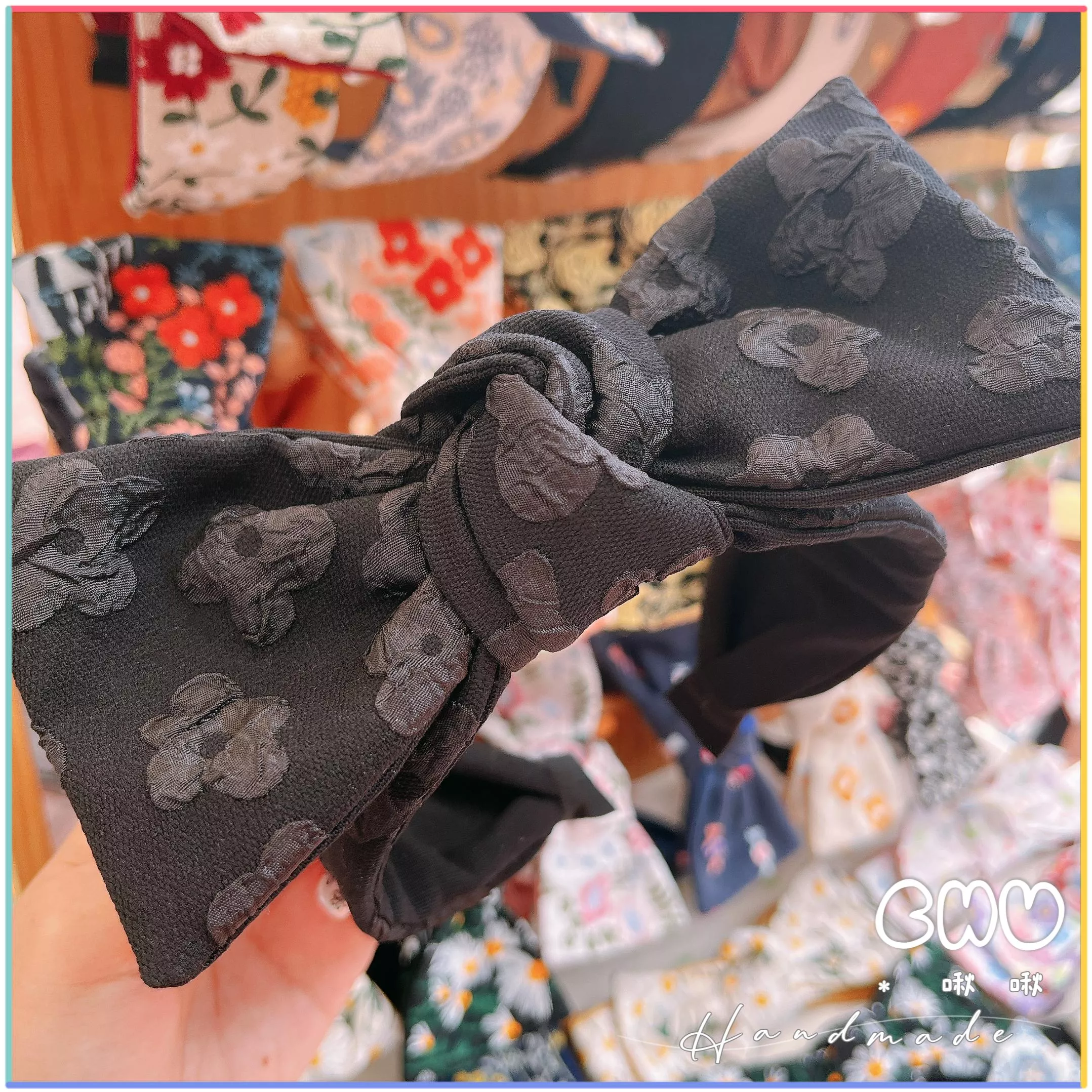泡泡花朵｜寬版 蝴蝶結髮箍