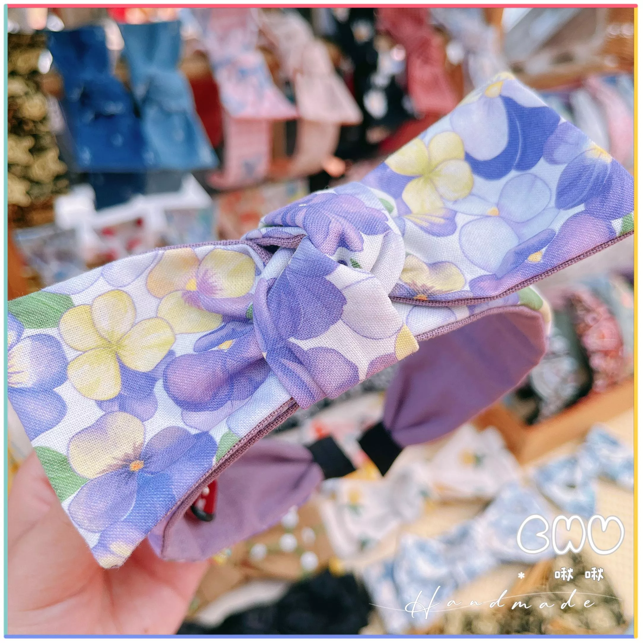 紫色日日春💜｜細款 蝴蝶結 髮箍