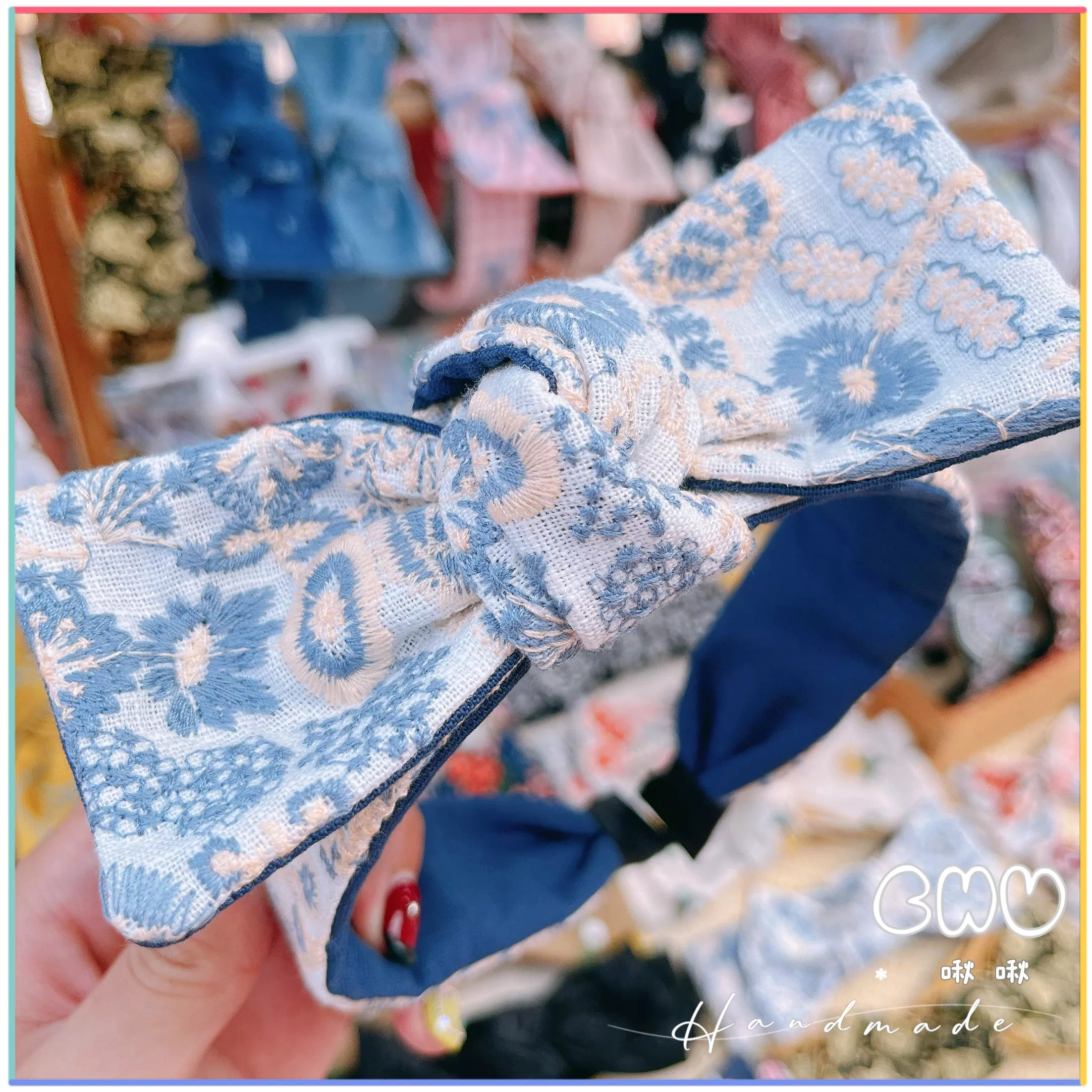 刺繡款｜氣質小姊姊｜細款 蝴蝶結 髮箍