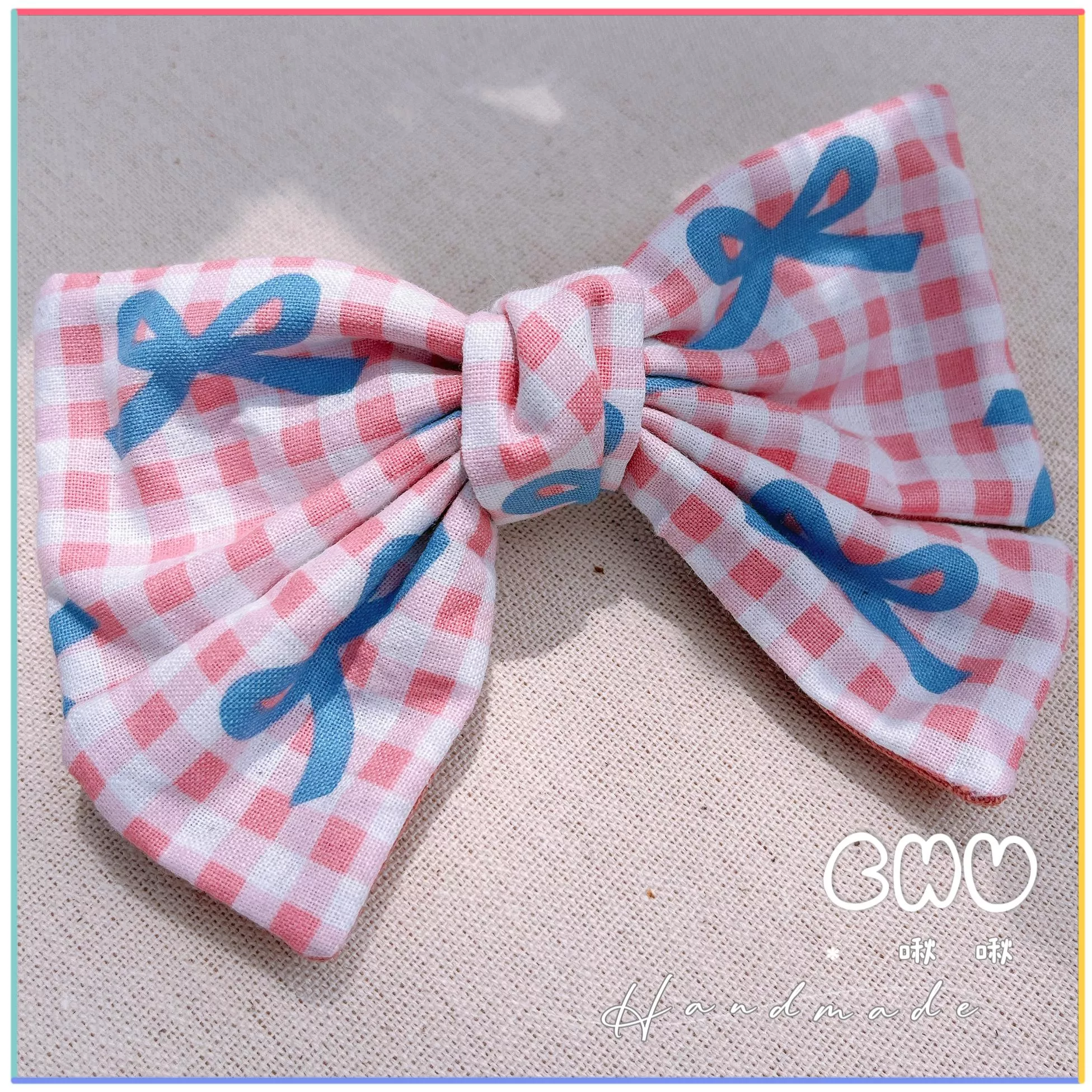 粉紅🎀格子｜啾啾 彈簧髮夾