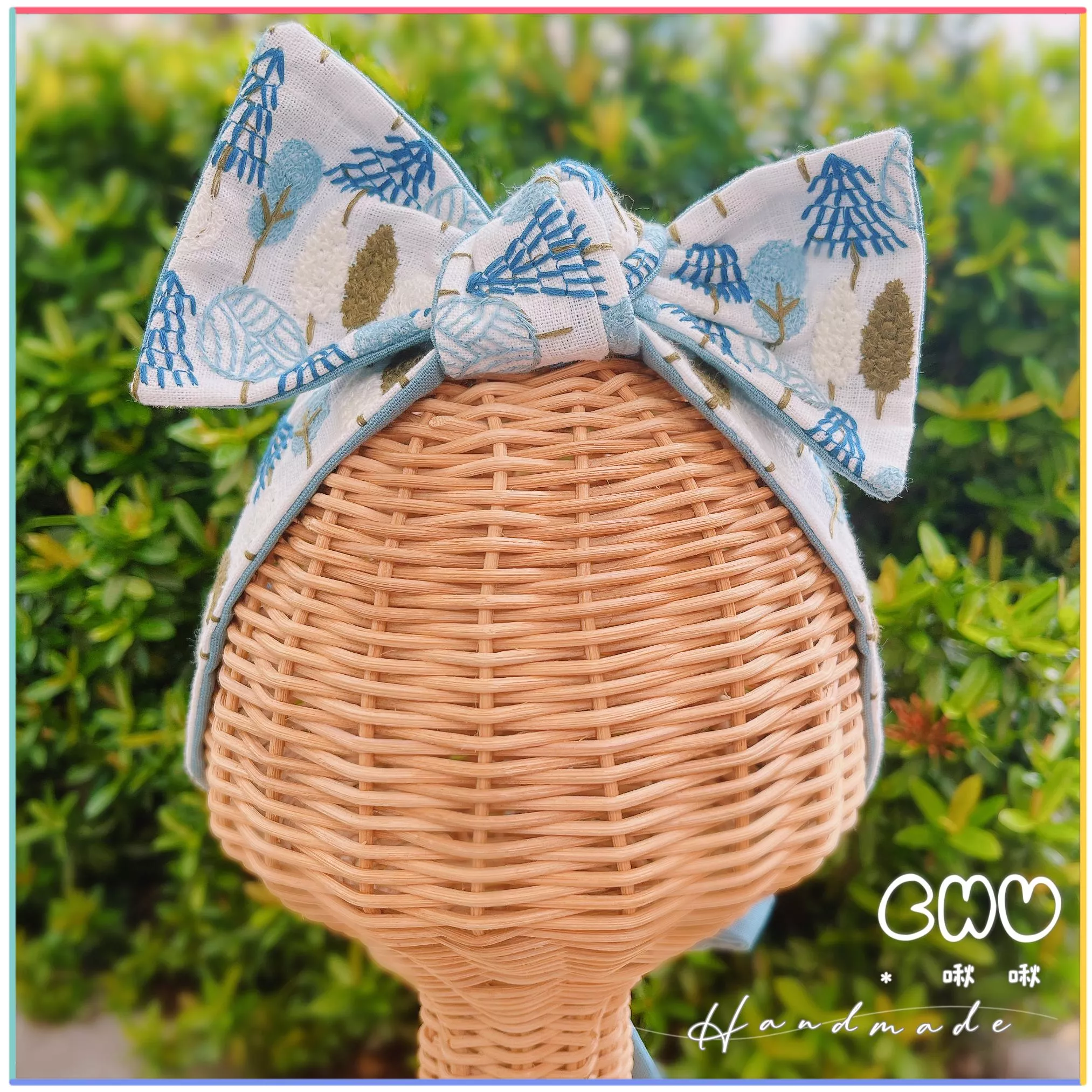 刺繡款｜森林🌳小樹🌲｜蝴蝶結髮帶